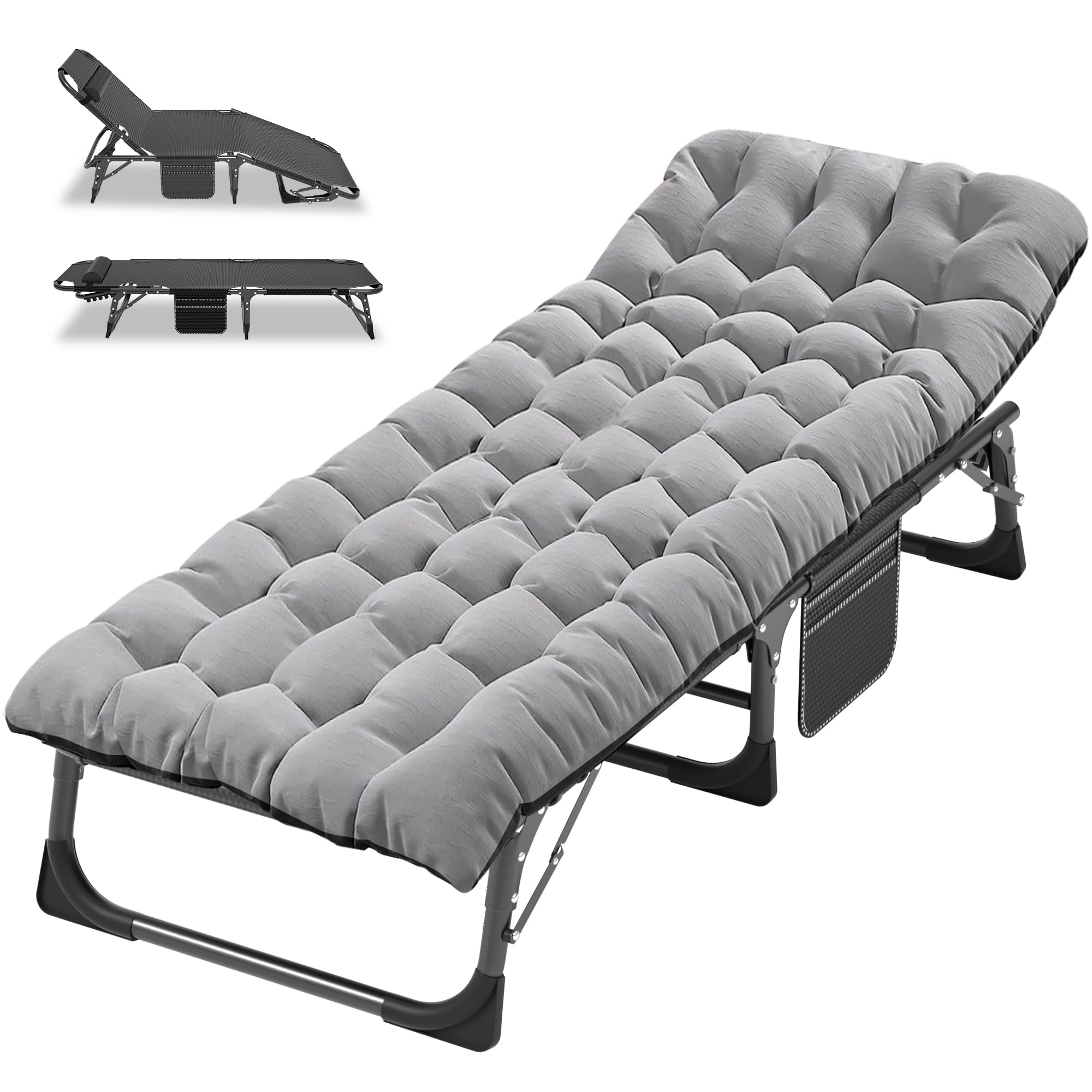 Heavy-Duty Folding Camping Cot with Mat for Adults