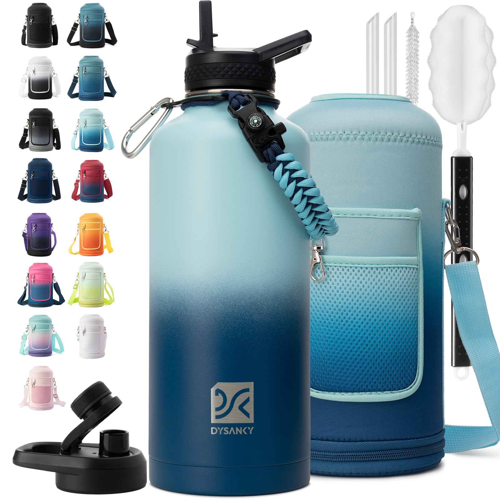 DYSANKY Insulated Water Bottle 32, 40, 64,87, 128 OZ - Multiple Insulation Vacuum Sealed - Portable Sports Metal Water Jug for Outdoor Adventure