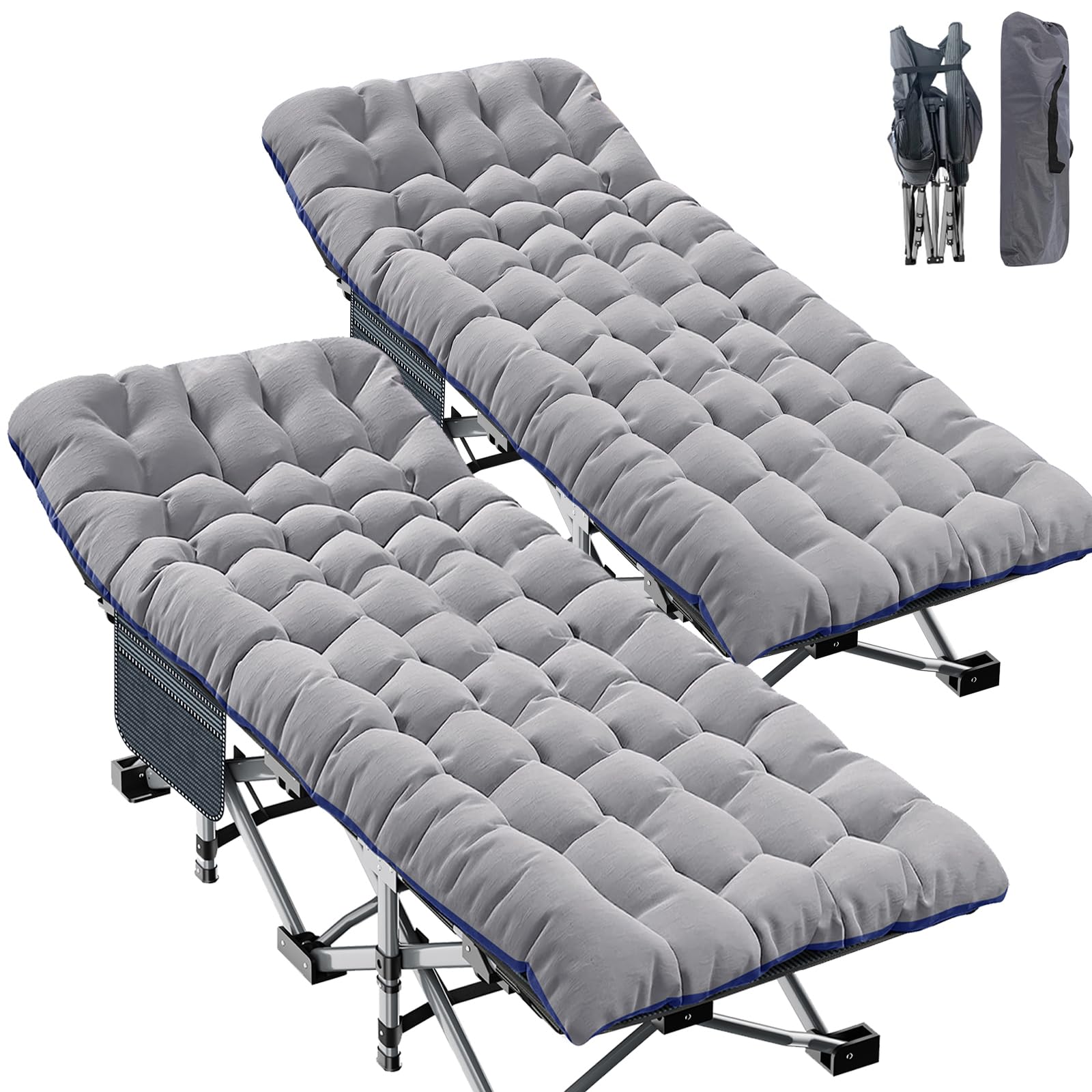 Heavy-Duty Folding Camping Cot with Mat for Adults