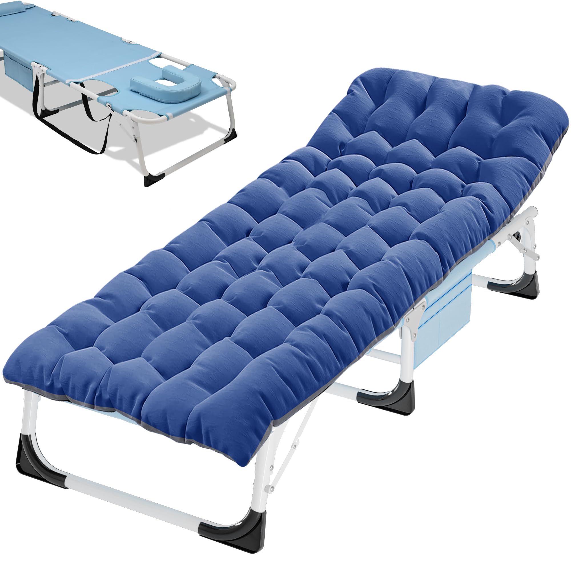 Heavy-Duty Folding Camping Cot with Mat for Adults