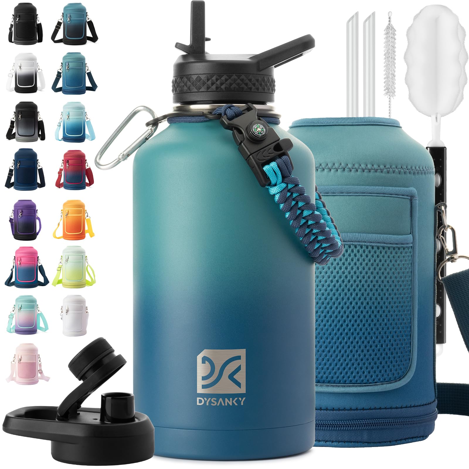 DYSANKY Insulated Water Bottle 32, 40, 64,87, 128 OZ - Multiple Insulation Vacuum Sealed - Portable Sports Metal Water Jug for Outdoor Adventure
