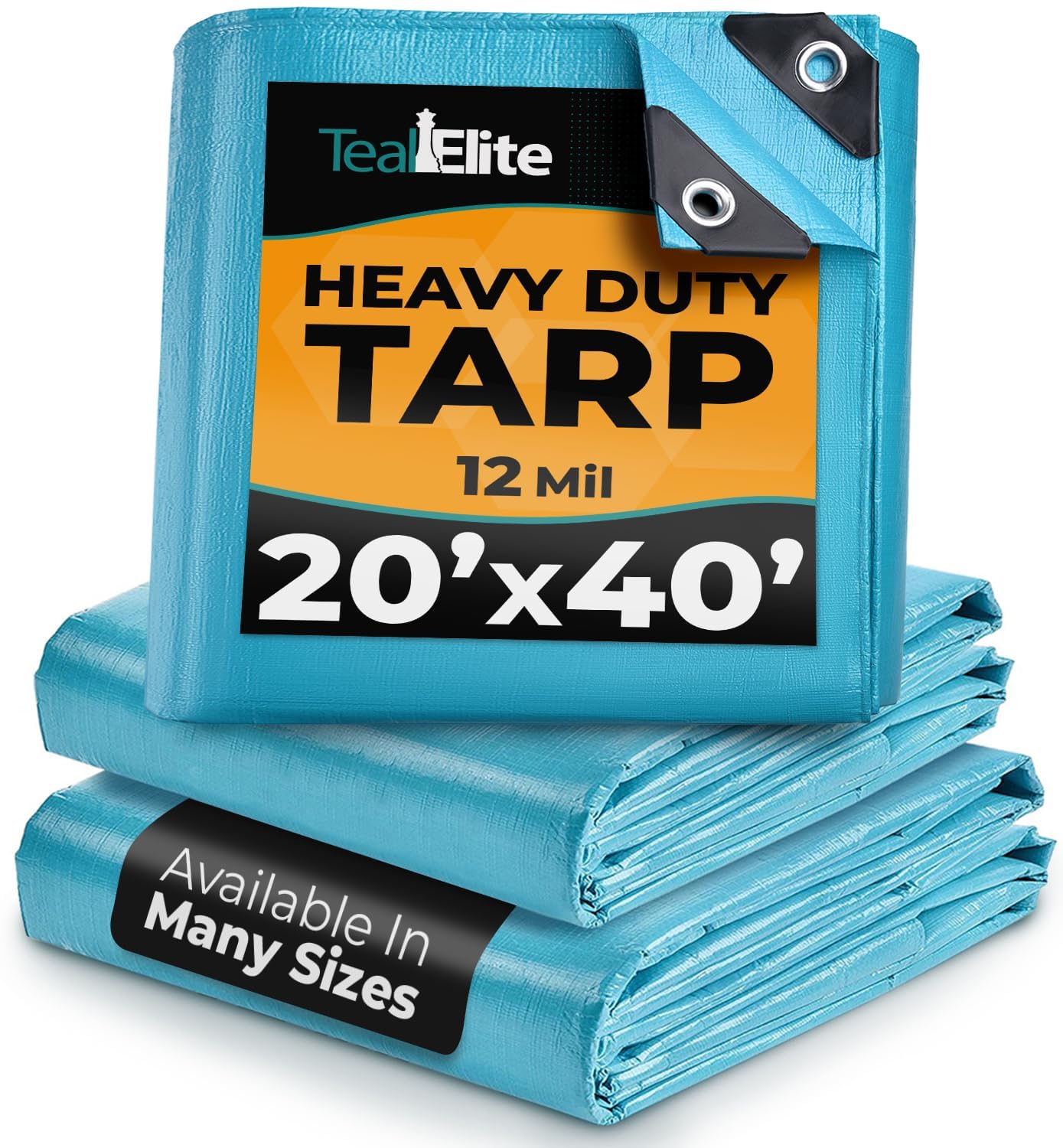 Heavy Duty Tarp – Waterproof, 12mil Thick Tarp Cover - UV Resistant, Rip & Tear Proof with Metal Grommets – Multipurpose Use for Camping, Tent, Boat, RV, Car