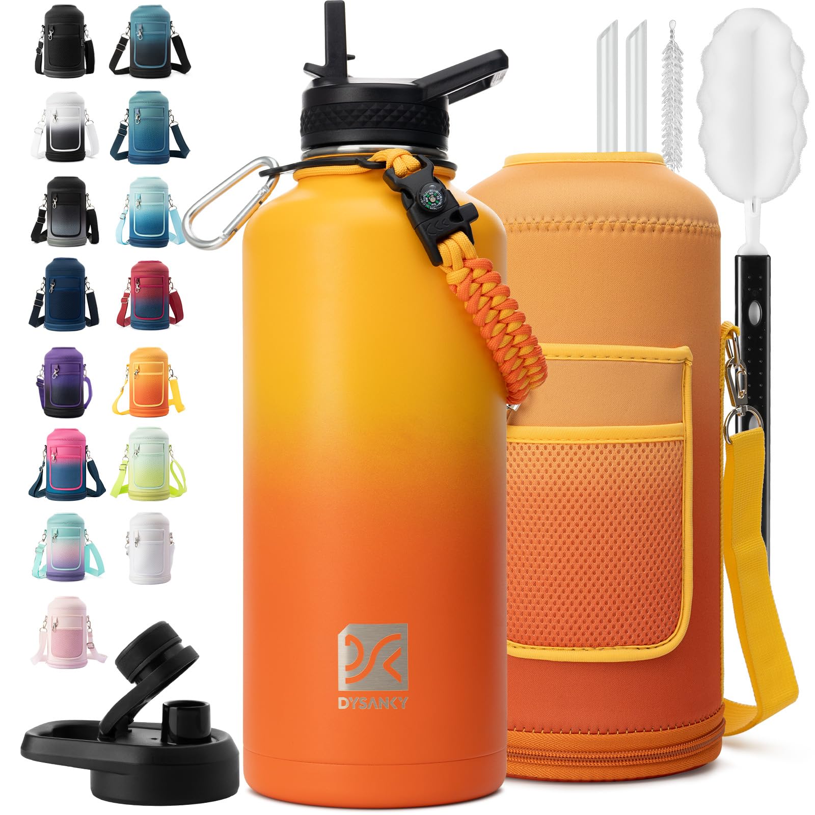 DYSANKY Insulated Water Bottle 32, 40, 64,87, 128 OZ - Multiple Insulation Vacuum Sealed - Portable Sports Metal Water Jug for Outdoor Adventure