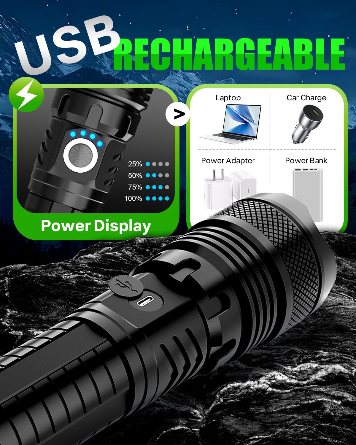 Victoper LED Flashlight 2 Pack, Bright Tactical Torch High Lumens 5 Modes, Waterproof Zoomable Flash Light for Outdoor, Birthday Gifts for Men, Dorm Room Hiking Camping Essentials Gear for Guys