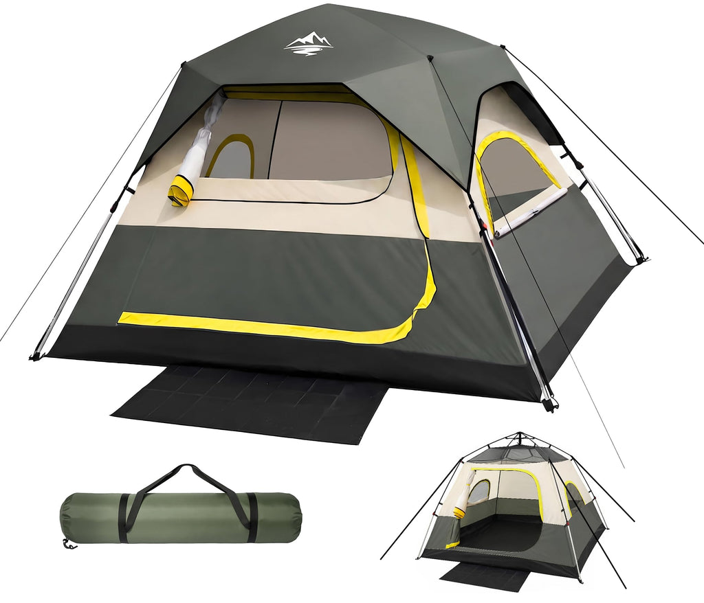 Tent 4 Person Tents for Camping - Instant Cabin Tent Setup in 50 Seconds with Rainfly & Windproof, Portable Pop Up Tents with Carry Bag for Family Outdoor Camping & Hiking