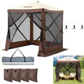 VEVOR 12x12ft Pop Up Gazebo Tent with Privacy Panels, Mosquito Netting & Removable Wind Cloths, 6-Sided Outdoor Canopy for Patio