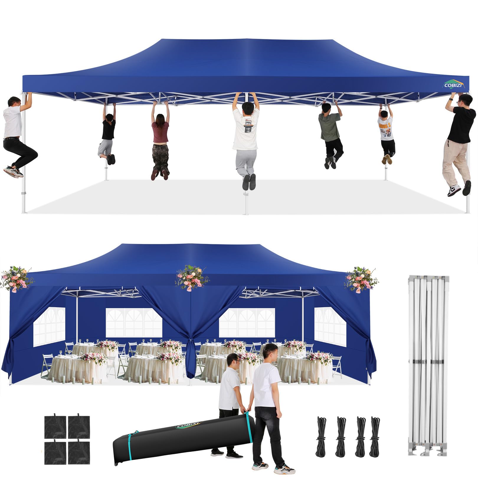 COBIZI Heavy Duty Pop up Canopy Tent with Sidewalls Commercial Canopy