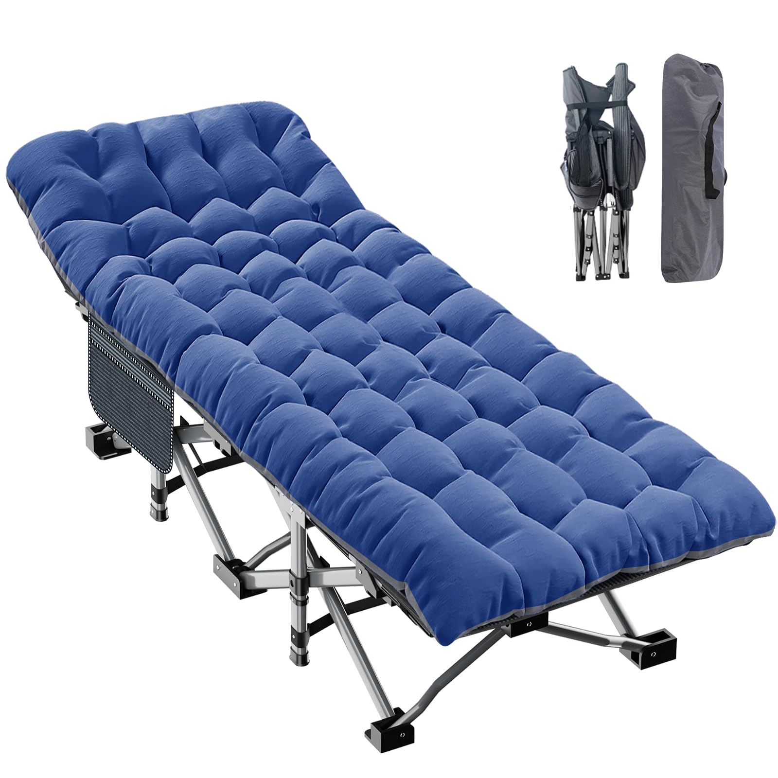 Heavy-Duty Folding Camping Cot with Mat for Adults