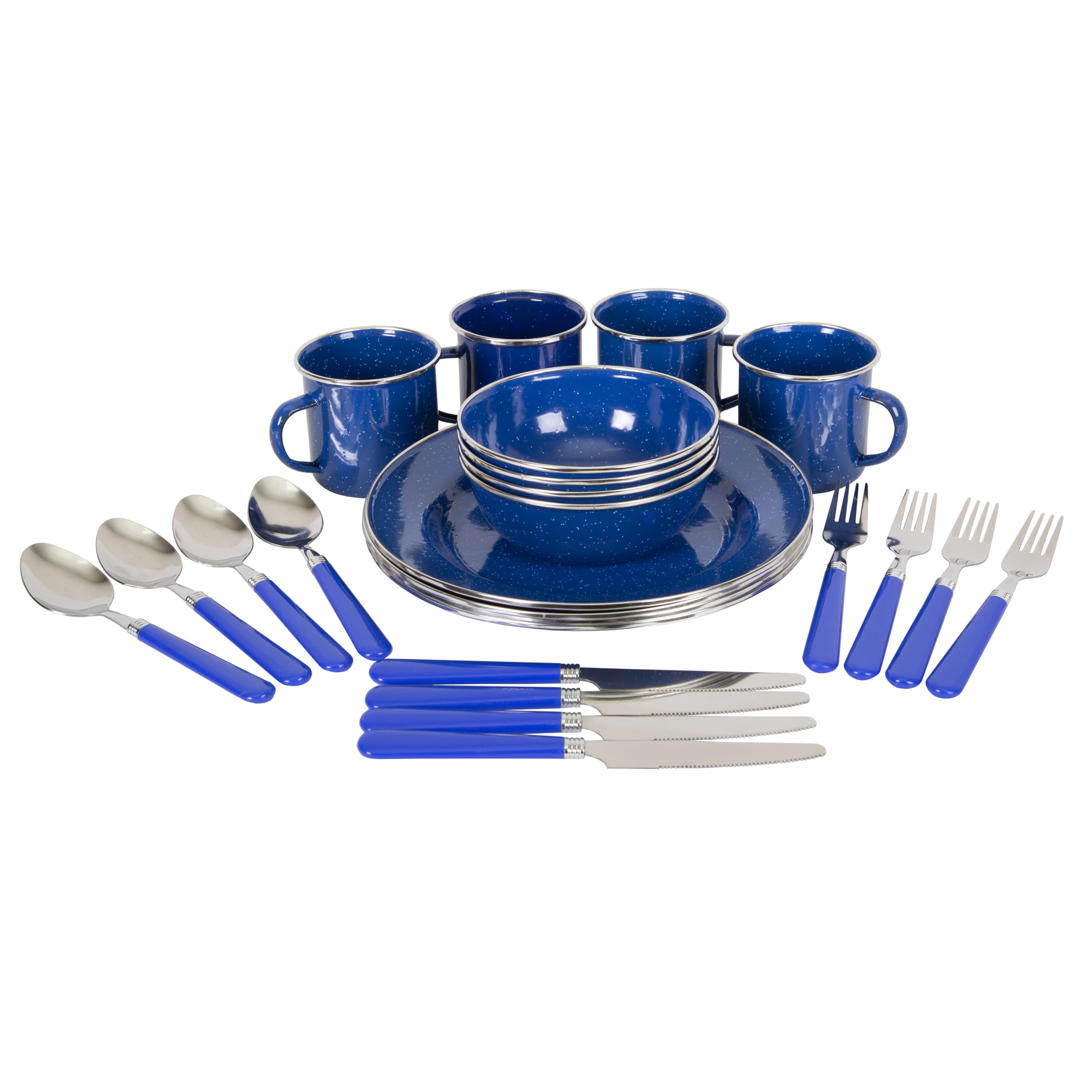 24-Piece Enamel Camping Tableware Set for Four People
