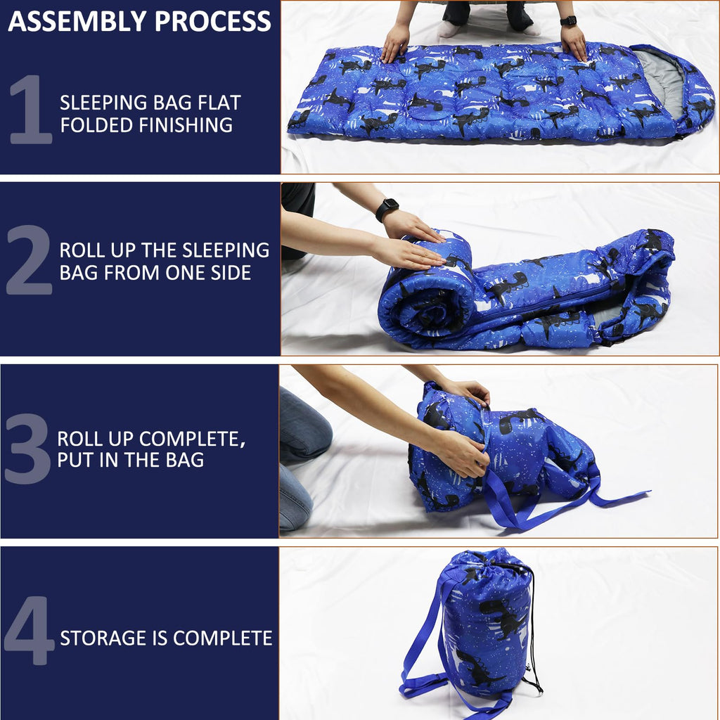 Kids Sleeping Bags - Camping Sleeping Bags with Carry Bag - Compact Sleeping Bag for Hiking, Backpacking 3 Season Warm & Cool Weather, Lightweight Waterproof Outdoor Travel for Boys Girls