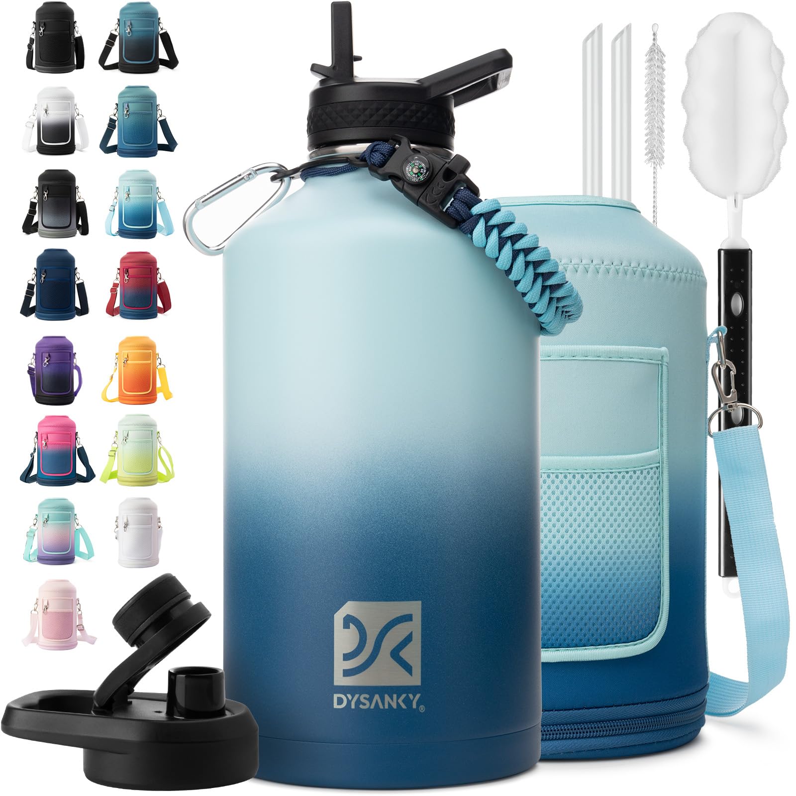DYSANKY Insulated Water Bottle 32, 40, 64,87, 128 OZ - Multiple Insulation Vacuum Sealed - Portable Sports Metal Water Jug for Outdoor Adventure