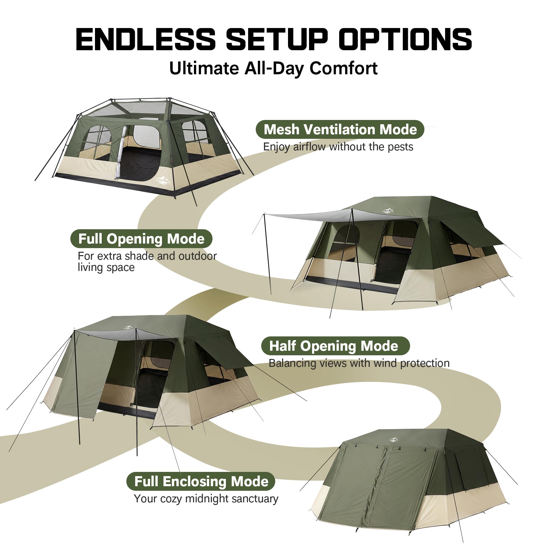 Camping Tent 6 Person Instant Tents - Cabin Tent Easy Setup in 60S with Full Rainfly,Waterproof & Windproof Spacious Breathable Portable with Carry Bag, Large Cabin Tents for Family Camping