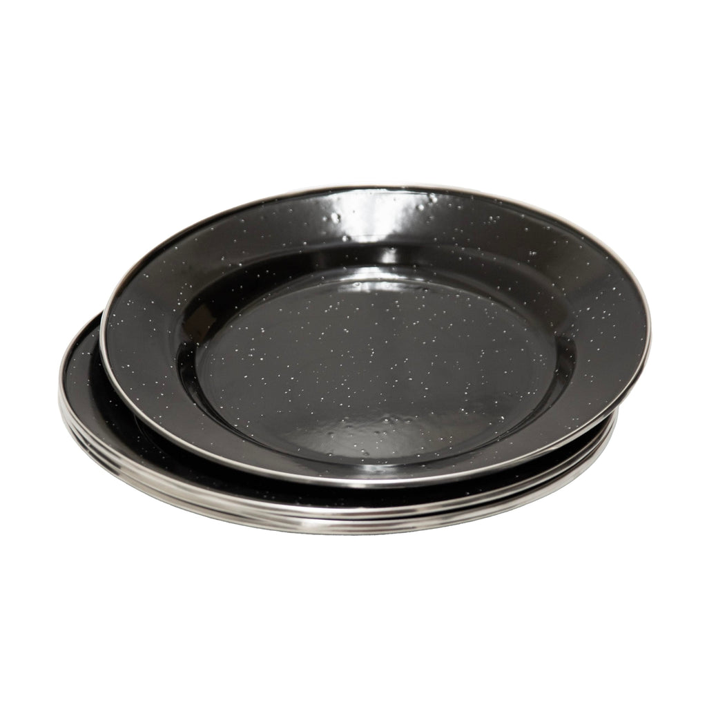 Stansport Deluxe 24-Piece Enamel Tableware Set - Enamel Plates and Bowls Lightweight and Durable Camp Dish Set for Camping and Backpacking Plates and Bowls for 4 People