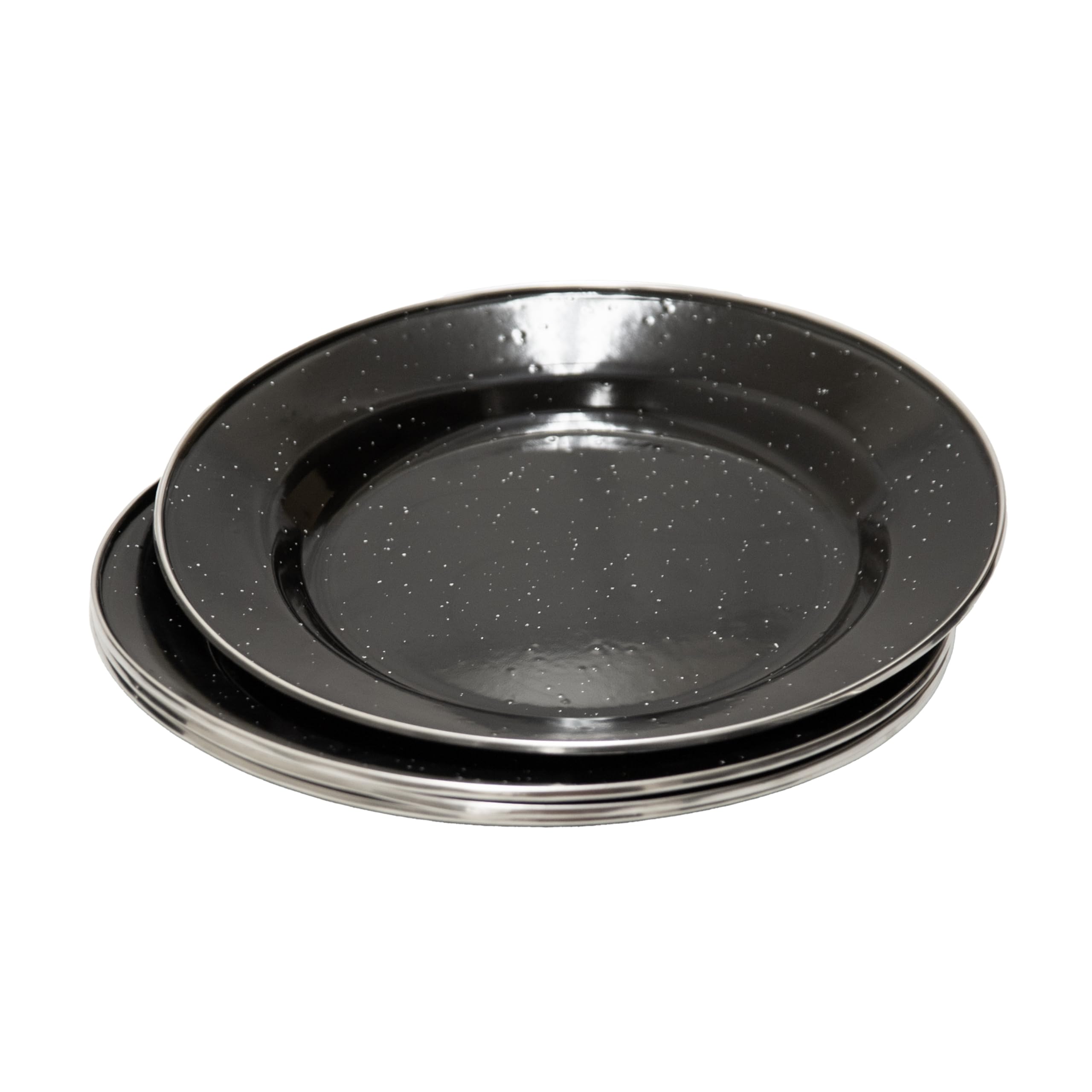 Stansport Deluxe 24-Piece Enamel Tableware Set - Enamel Plates and Bowls Lightweight and Durable Camp Dish Set for Camping and Backpacking Plates and Bowls for 4 People