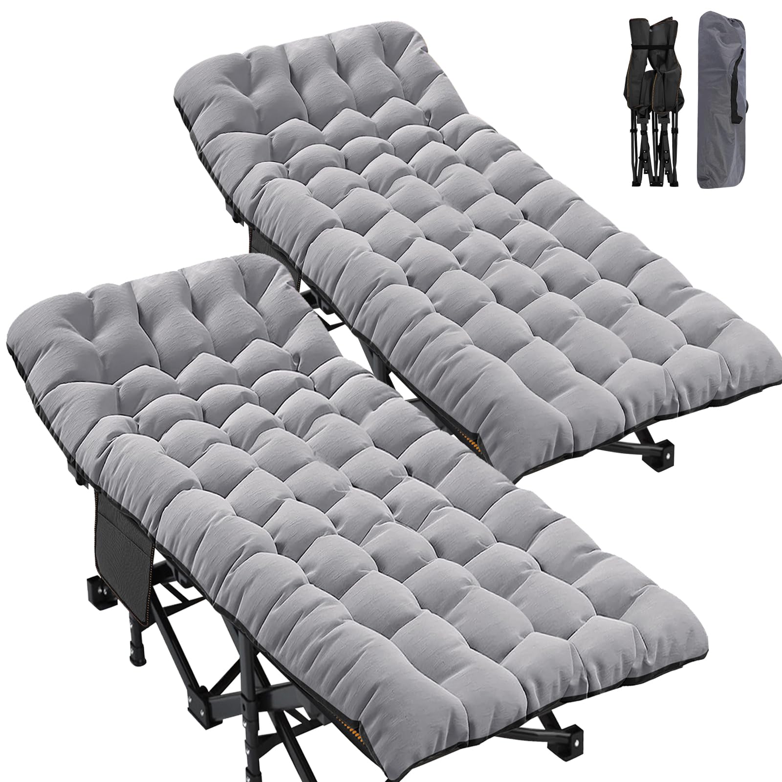 Heavy-Duty Folding Camping Cot with Mat for Adults