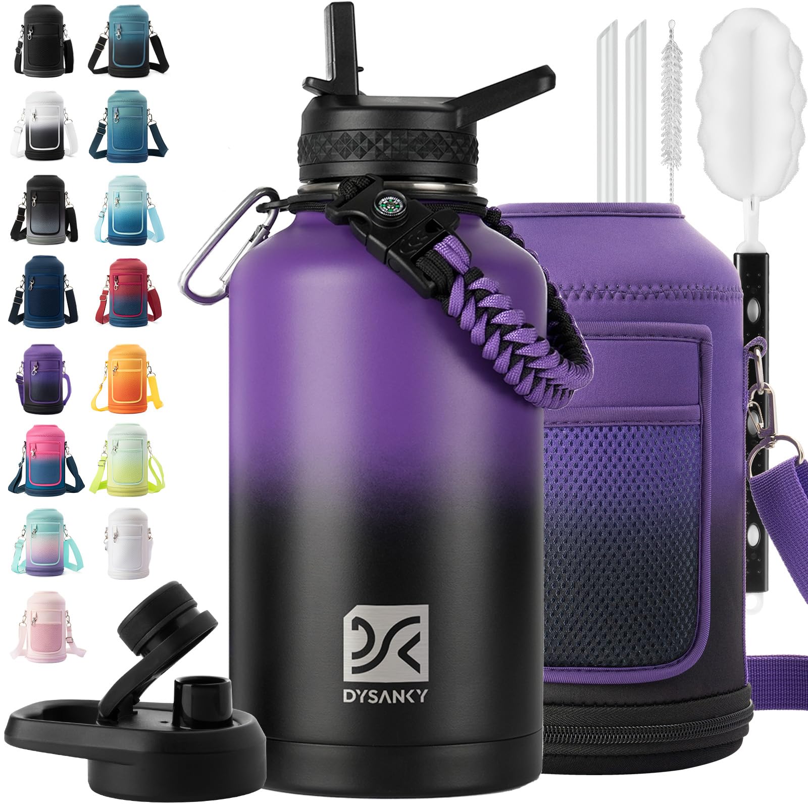 DYSANKY Insulated Water Bottle 32, 40, 64,87, 128 OZ - Multiple Insulation Vacuum Sealed - Portable Sports Metal Water Jug for Outdoor Adventure
