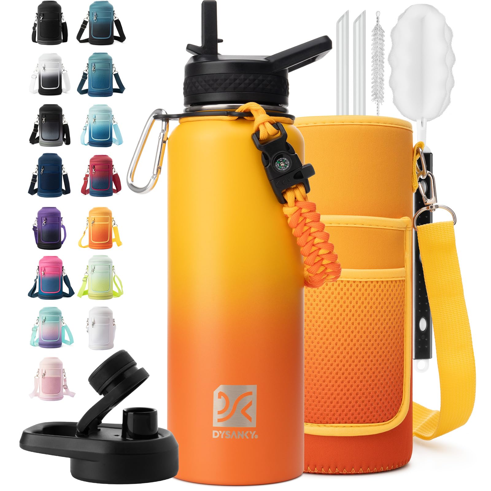 DYSANKY Insulated Water Bottle 32, 40, 64,87, 128 OZ - Multiple Insulation Vacuum Sealed - Portable Sports Metal Water Jug for Outdoor Adventure