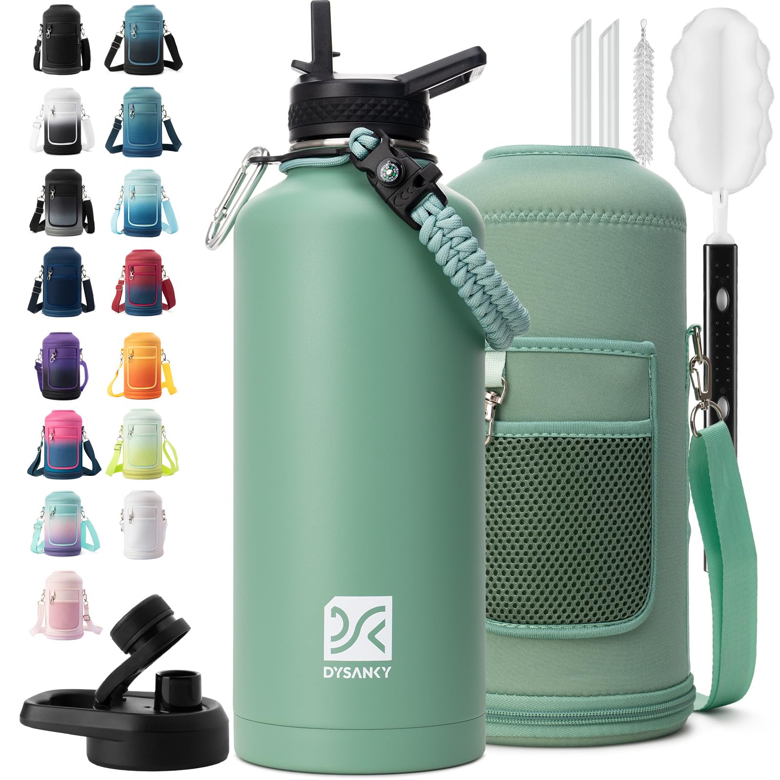 DYSANKY Insulated Water Bottle 32, 40, 64,87, 128 OZ - Multiple Insulation Vacuum Sealed - Portable Sports Metal Water Jug for Outdoor Adventure