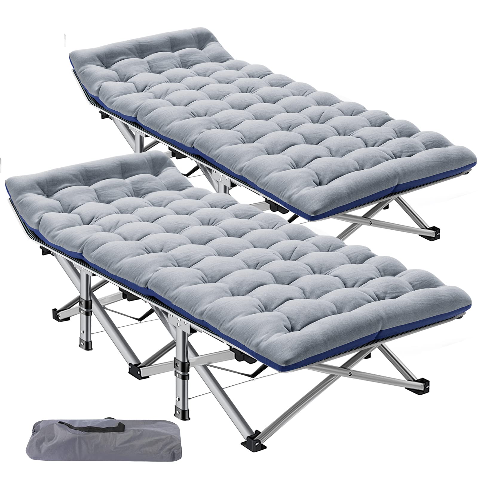 Heavy-Duty Folding Camping Cot with Mat for Adults