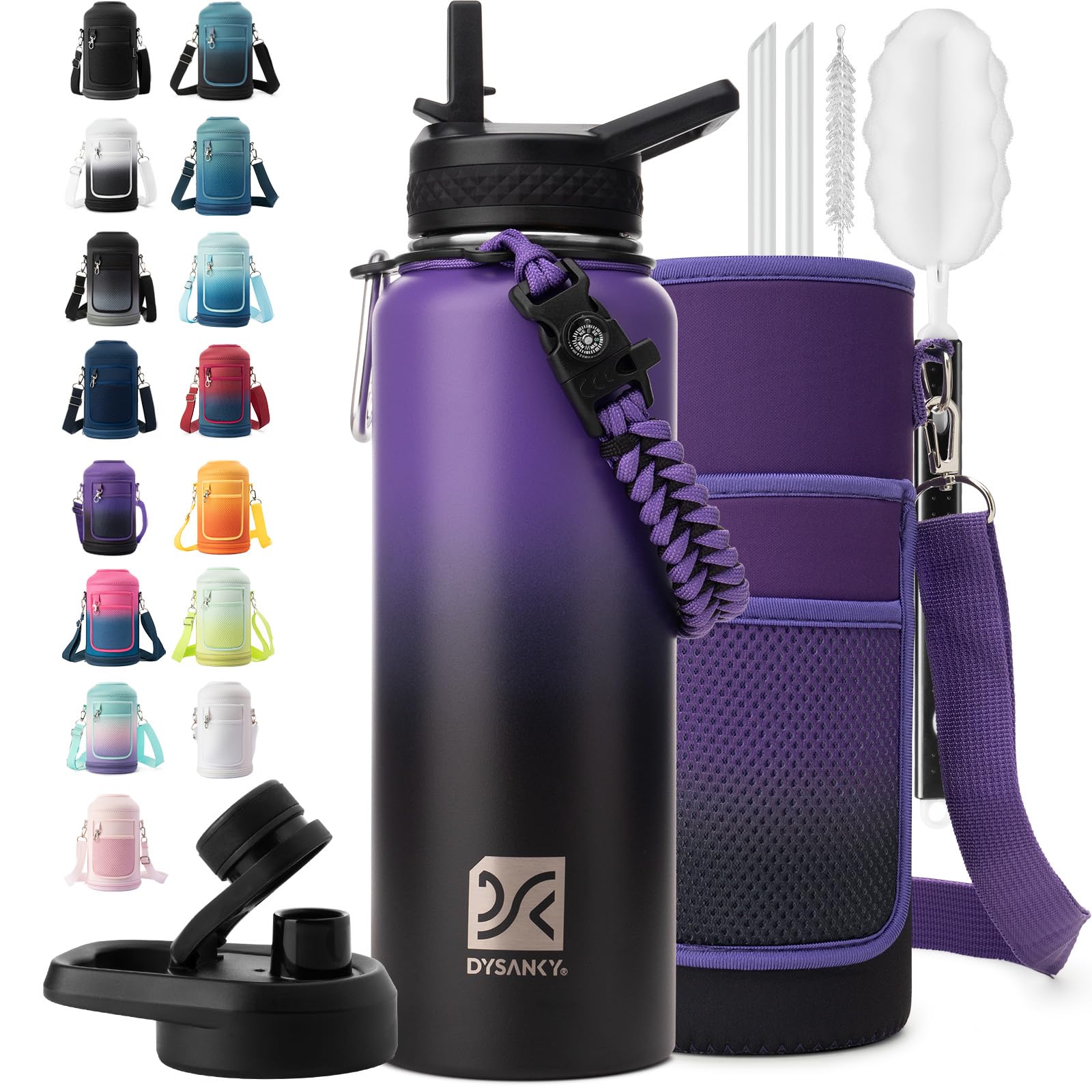 DYSANKY Insulated Water Bottle 32, 40, 64,87, 128 OZ - Multiple Insulation Vacuum Sealed - Portable Sports Metal Water Jug for Outdoor Adventure