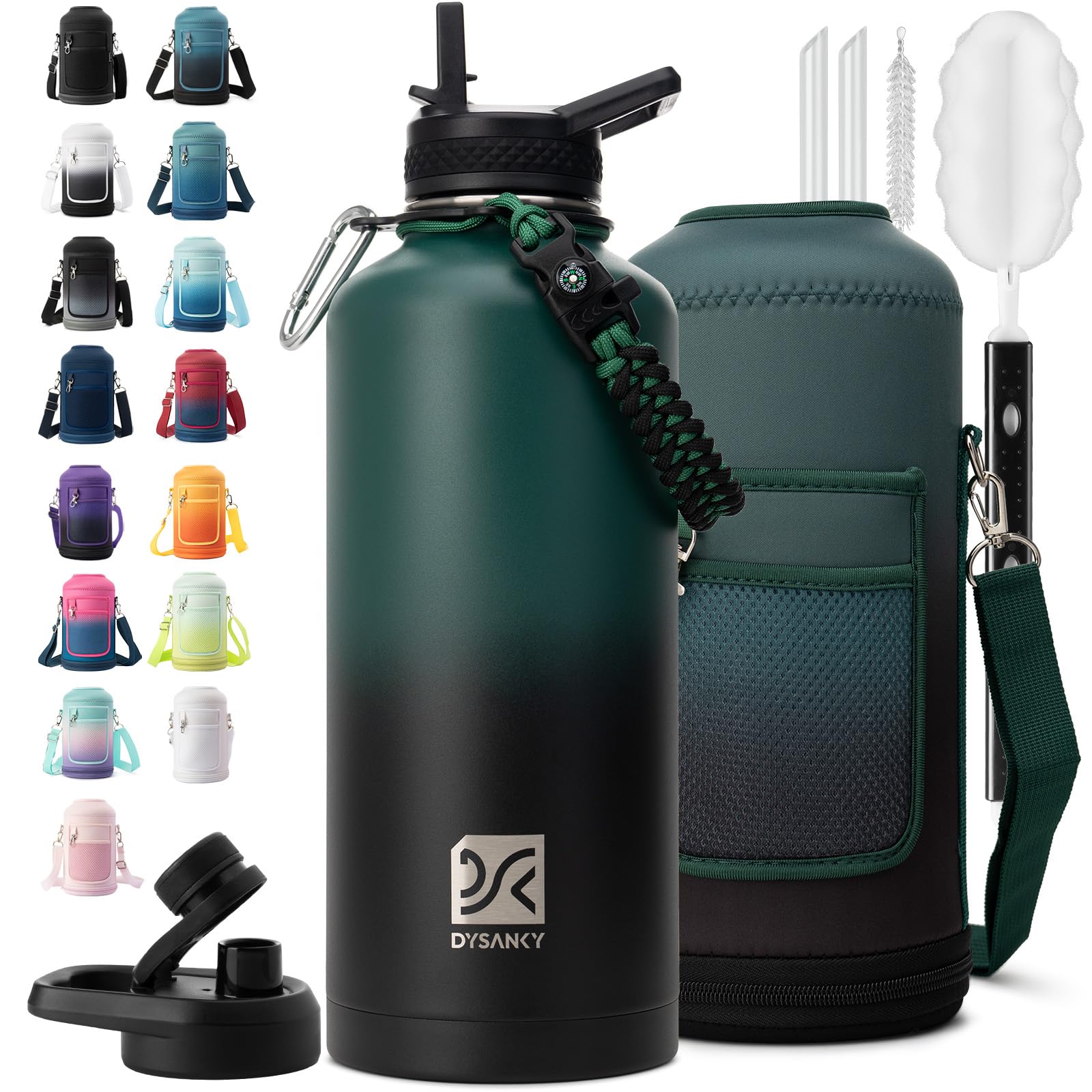DYSANKY Insulated Water Bottle 32, 40, 64,87, 128 OZ - Multiple Insulation Vacuum Sealed - Portable Sports Metal Water Jug for Outdoor Adventure