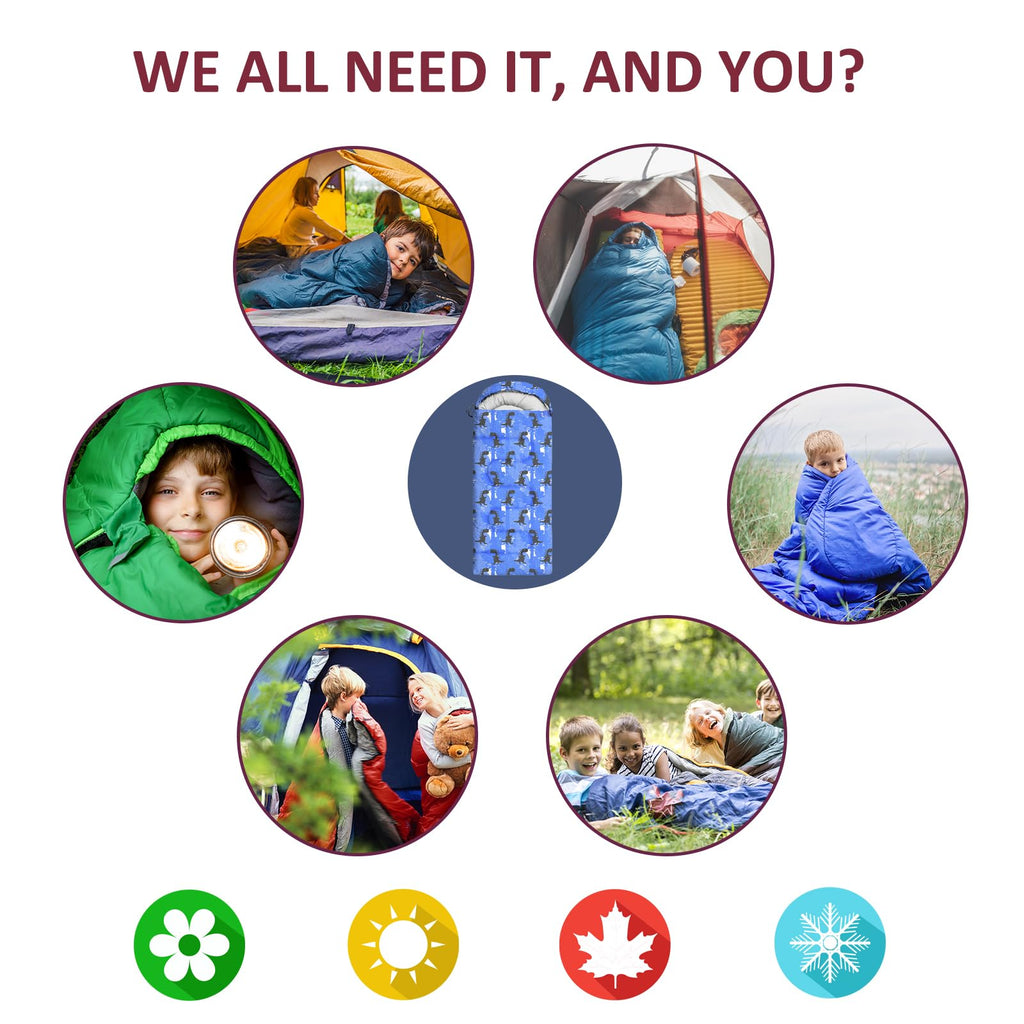 Kids Sleeping Bags - Camping Sleeping Bags with Carry Bag - Compact Sleeping Bag for Hiking, Backpacking 3 Season Warm & Cool Weather, Lightweight Waterproof Outdoor Travel for Boys Girls