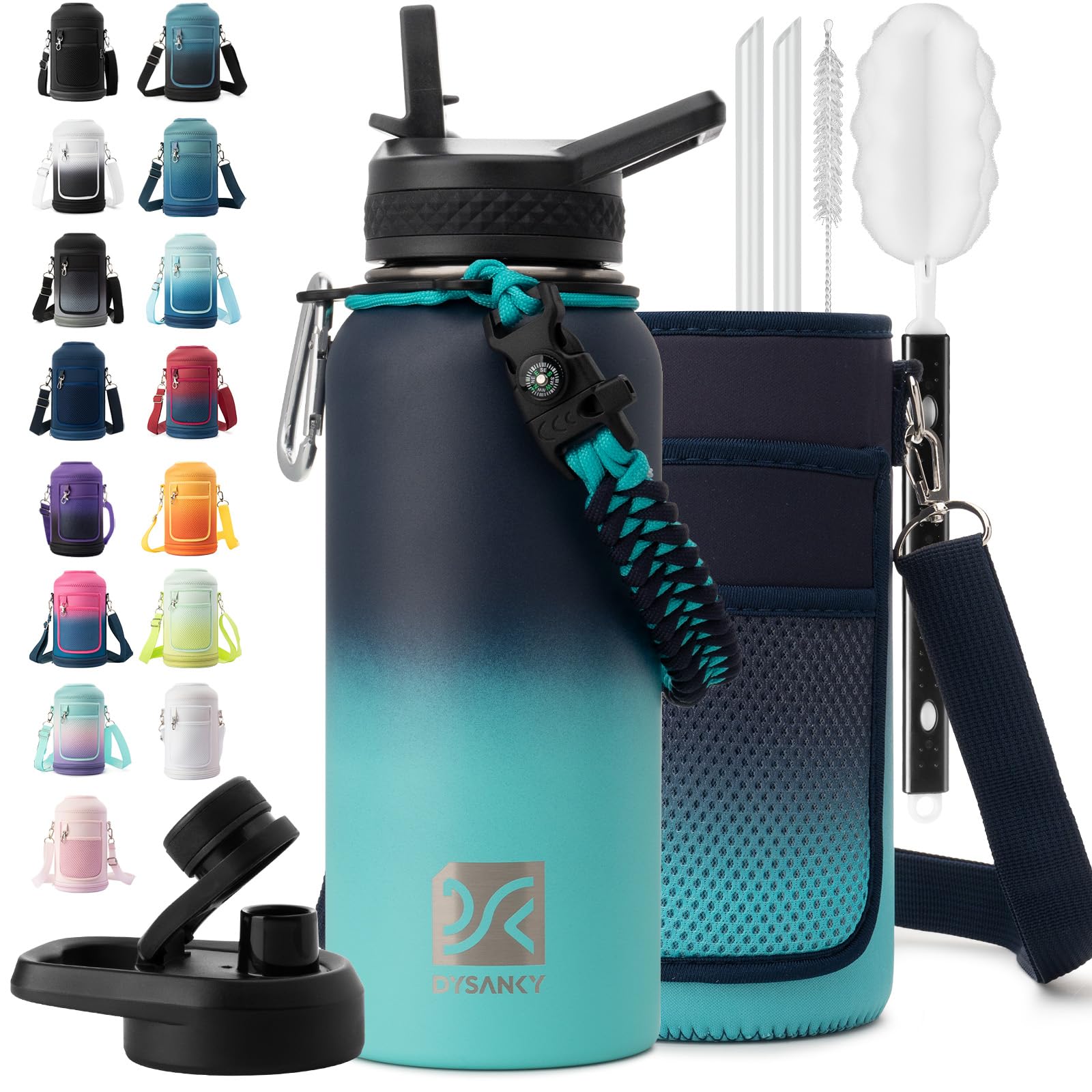 DYSANKY Insulated Water Bottle 32, 40, 64,87, 128 OZ - Multiple Insulation Vacuum Sealed - Portable Sports Metal Water Jug for Outdoor Adventure