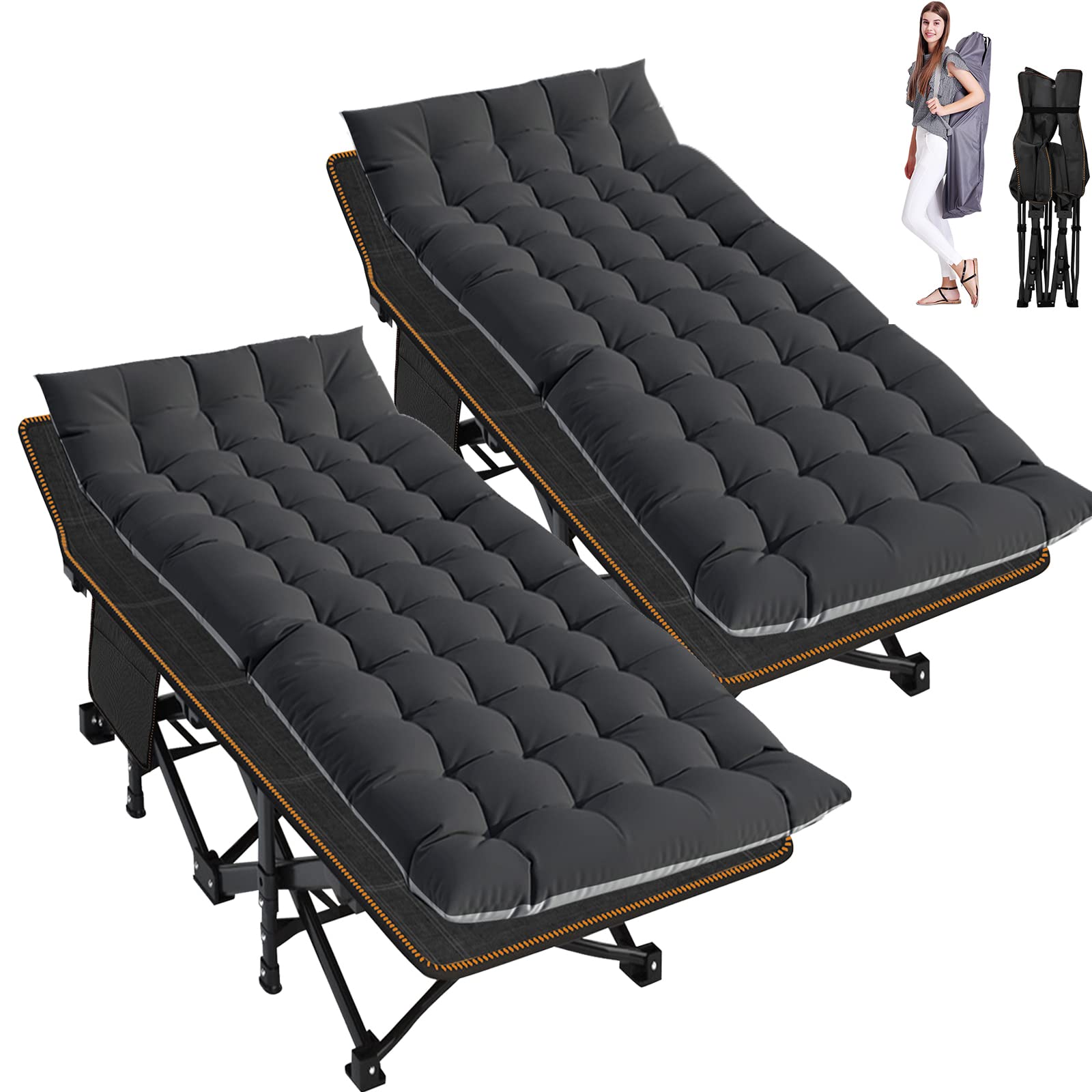 Heavy-Duty Folding Camping Cot with Mat for Adults