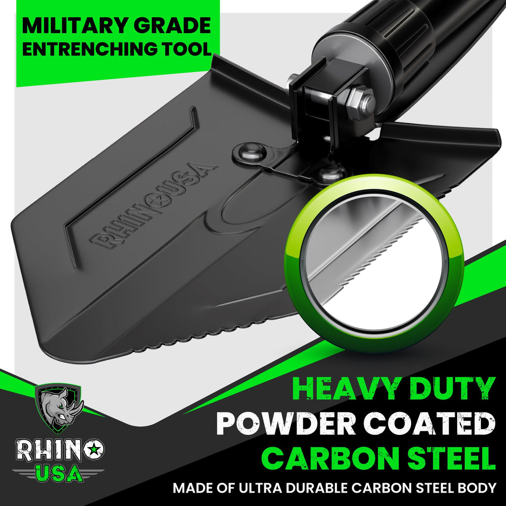 Rhino USA Folding Camping Shovel with Pick - Tactical Entrenching Tool