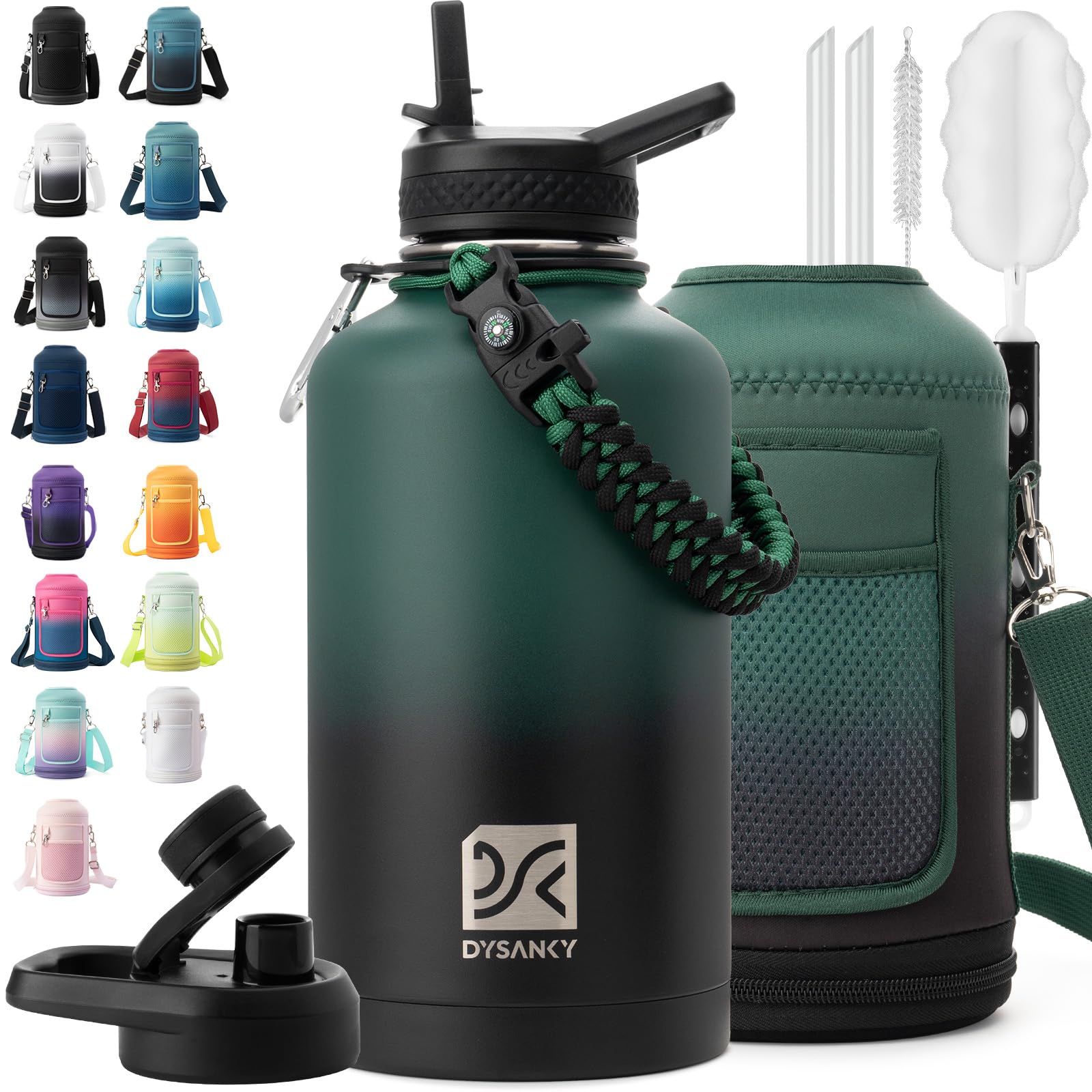 DYSANKY Insulated Water Bottle 32, 40, 64,87, 128 OZ - Multiple Insulation Vacuum Sealed - Portable Sports Metal Water Jug for Outdoor Adventure