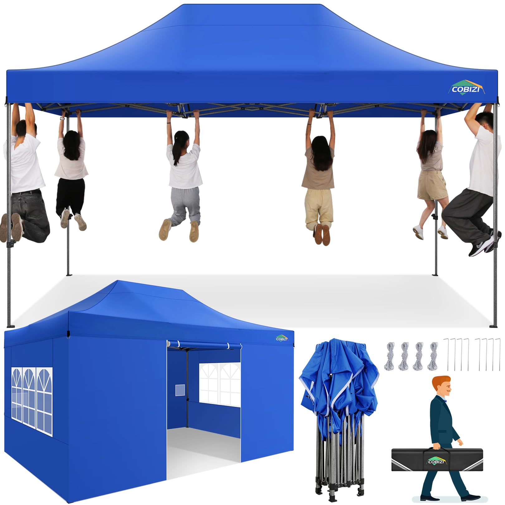 COBIZI Heavy Duty Pop up Canopy Tent with Sidewalls Commercial Canopy