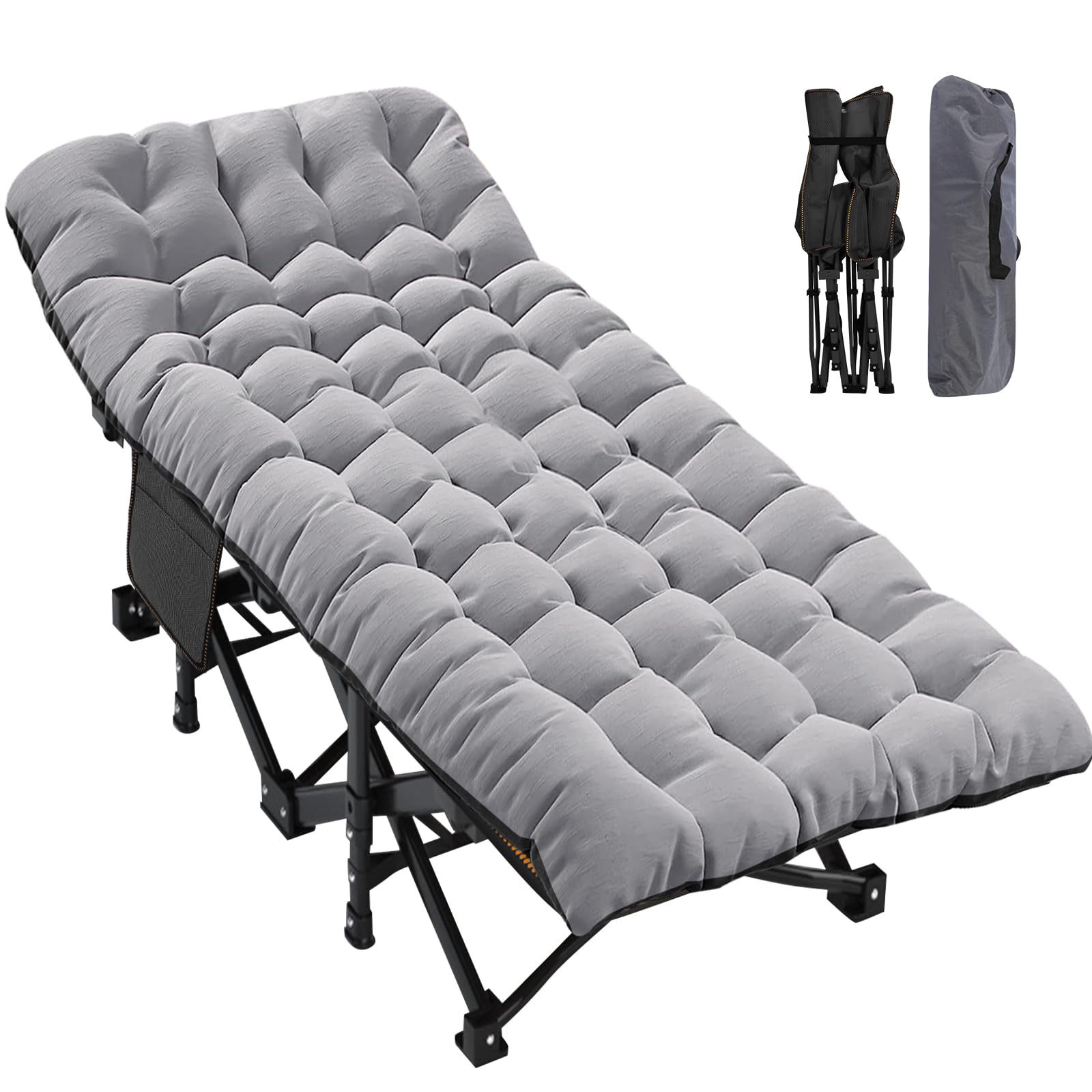 Heavy-Duty Folding Camping Cot with Mat for Adults