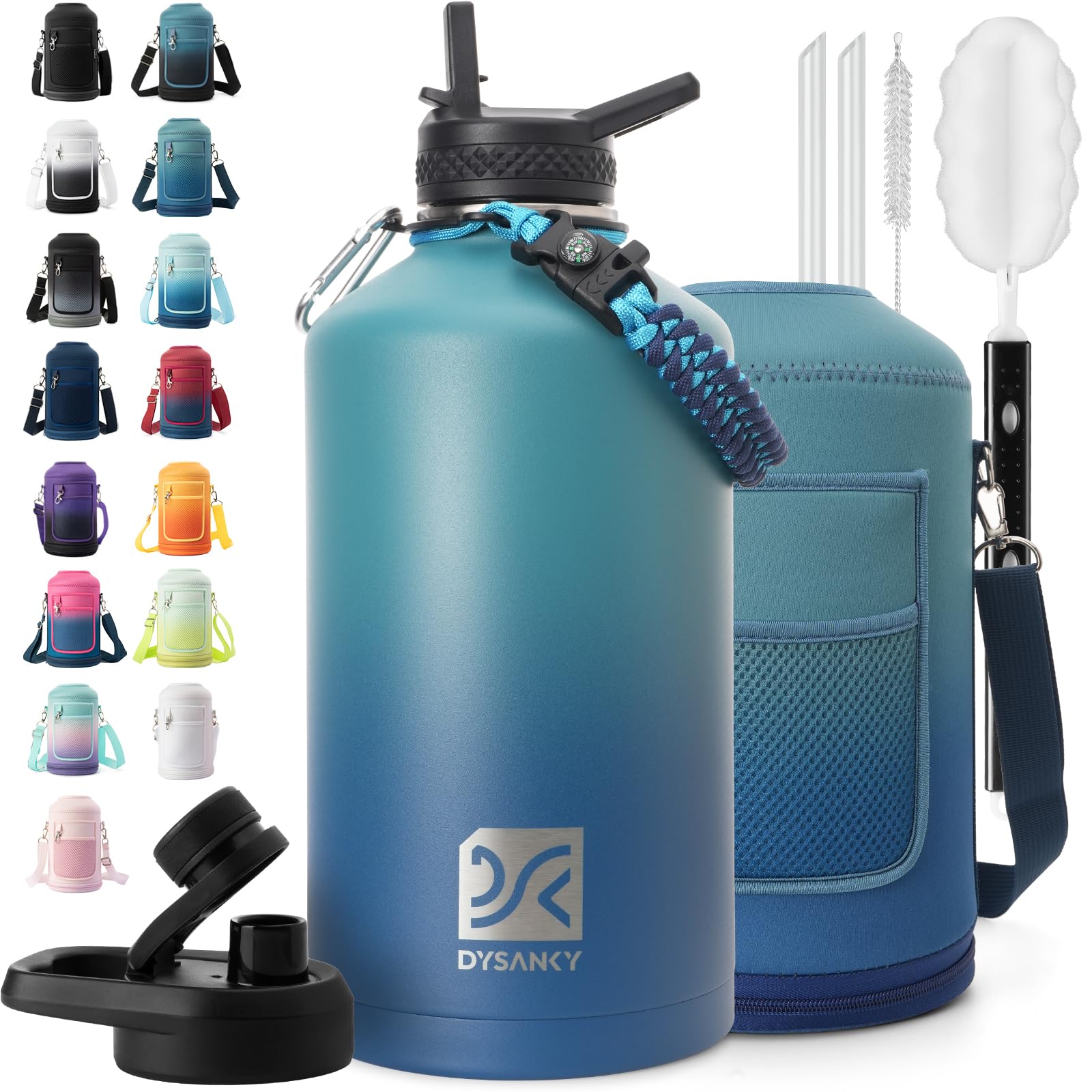 DYSANKY Insulated Water Bottle 32, 40, 64,87, 128 OZ - Multiple Insulation Vacuum Sealed - Portable Sports Metal Water Jug for Outdoor Adventure