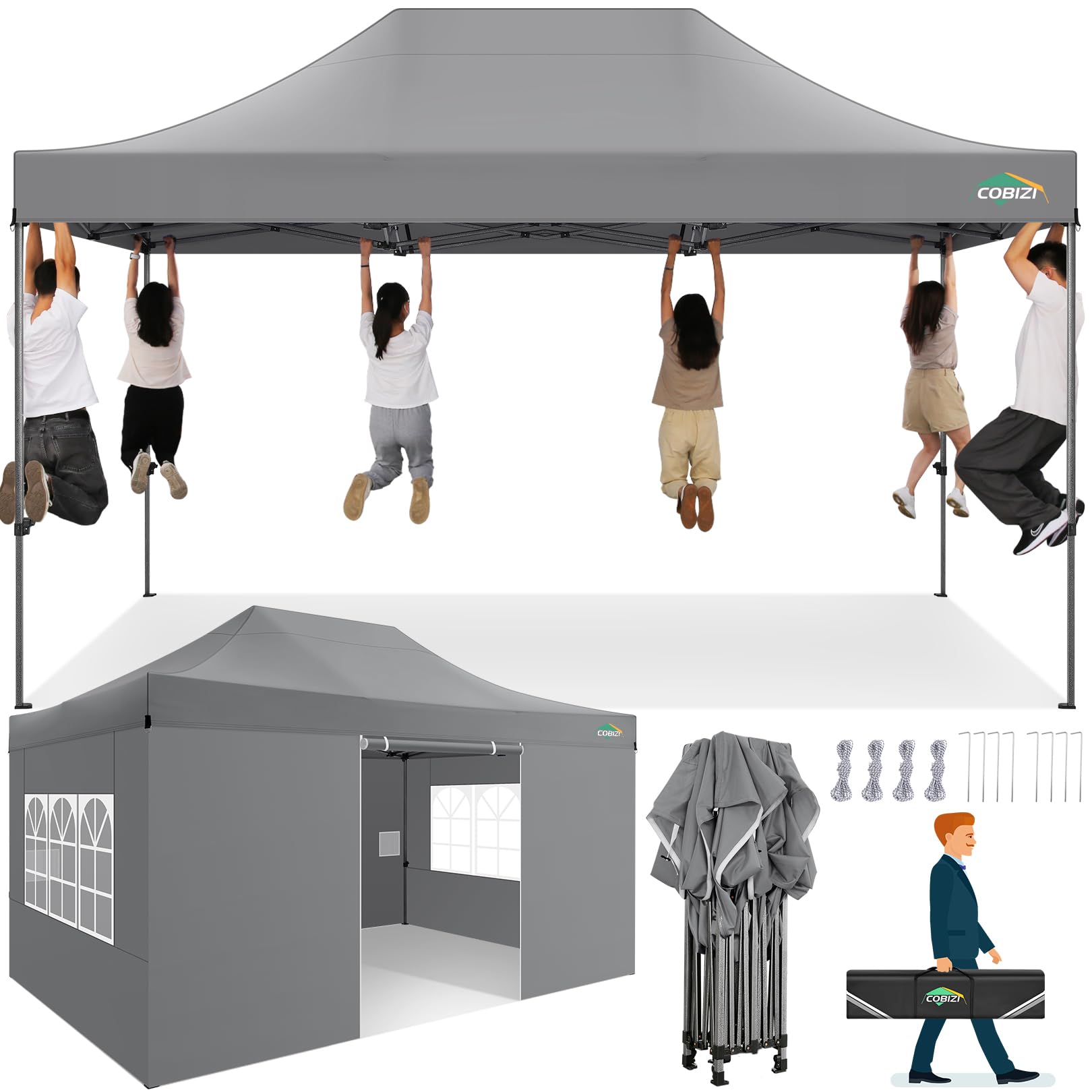 COBIZI Heavy Duty Pop up Canopy Tent with Sidewalls Commercial Canopy