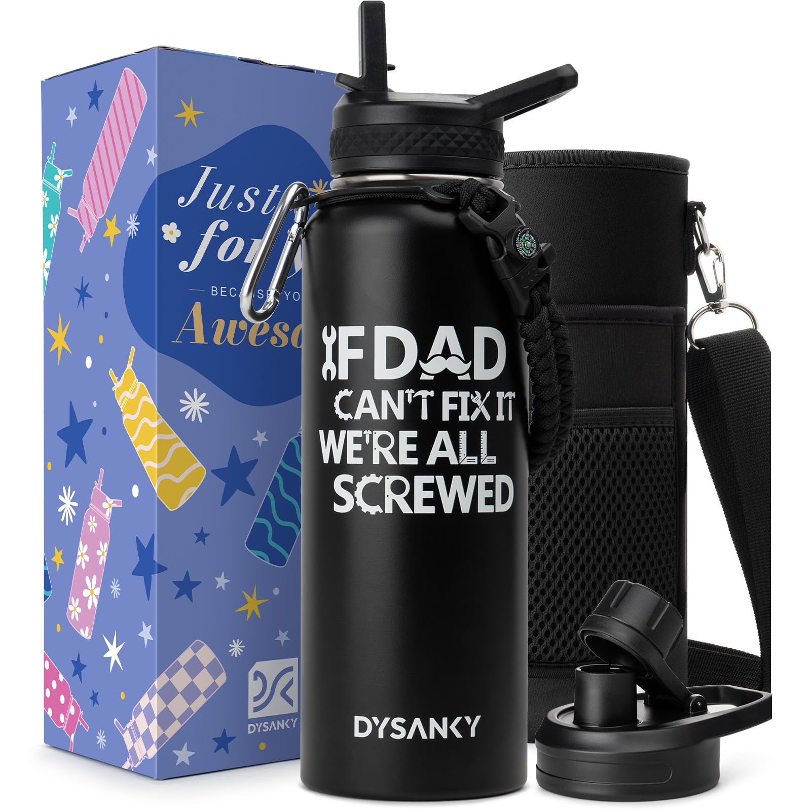 DYSANKY Insulated Water Bottle 32, 40, 64,87, 128 OZ - Multiple Insulation Vacuum Sealed - Portable Sports Metal Water Jug for Outdoor Adventure