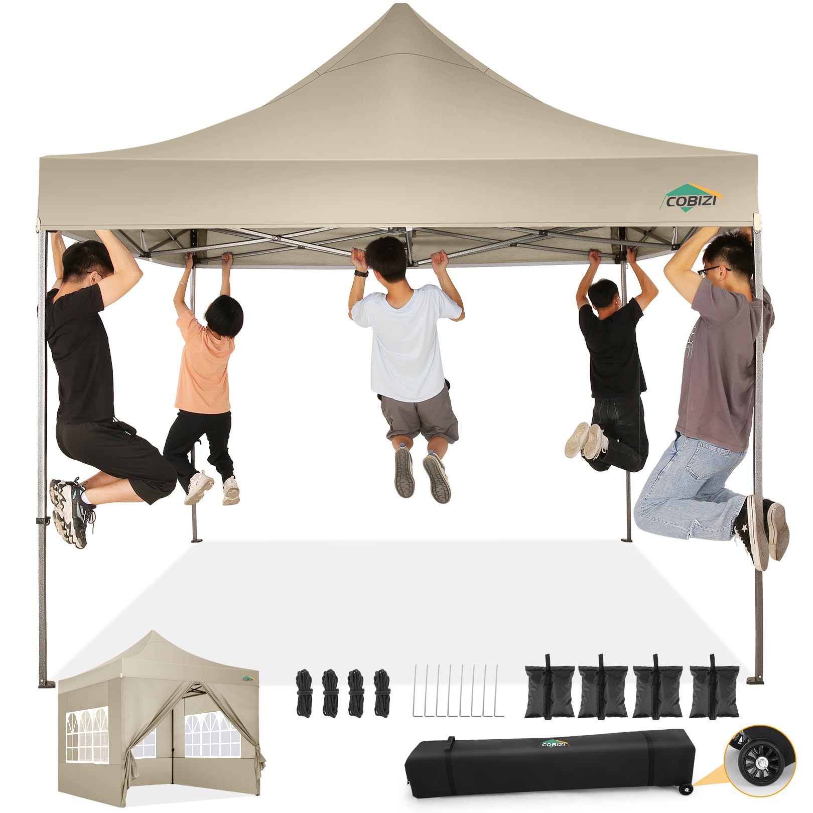 COBIZI Heavy Duty Pop up Canopy Tent with Sidewalls Commercial Canopy