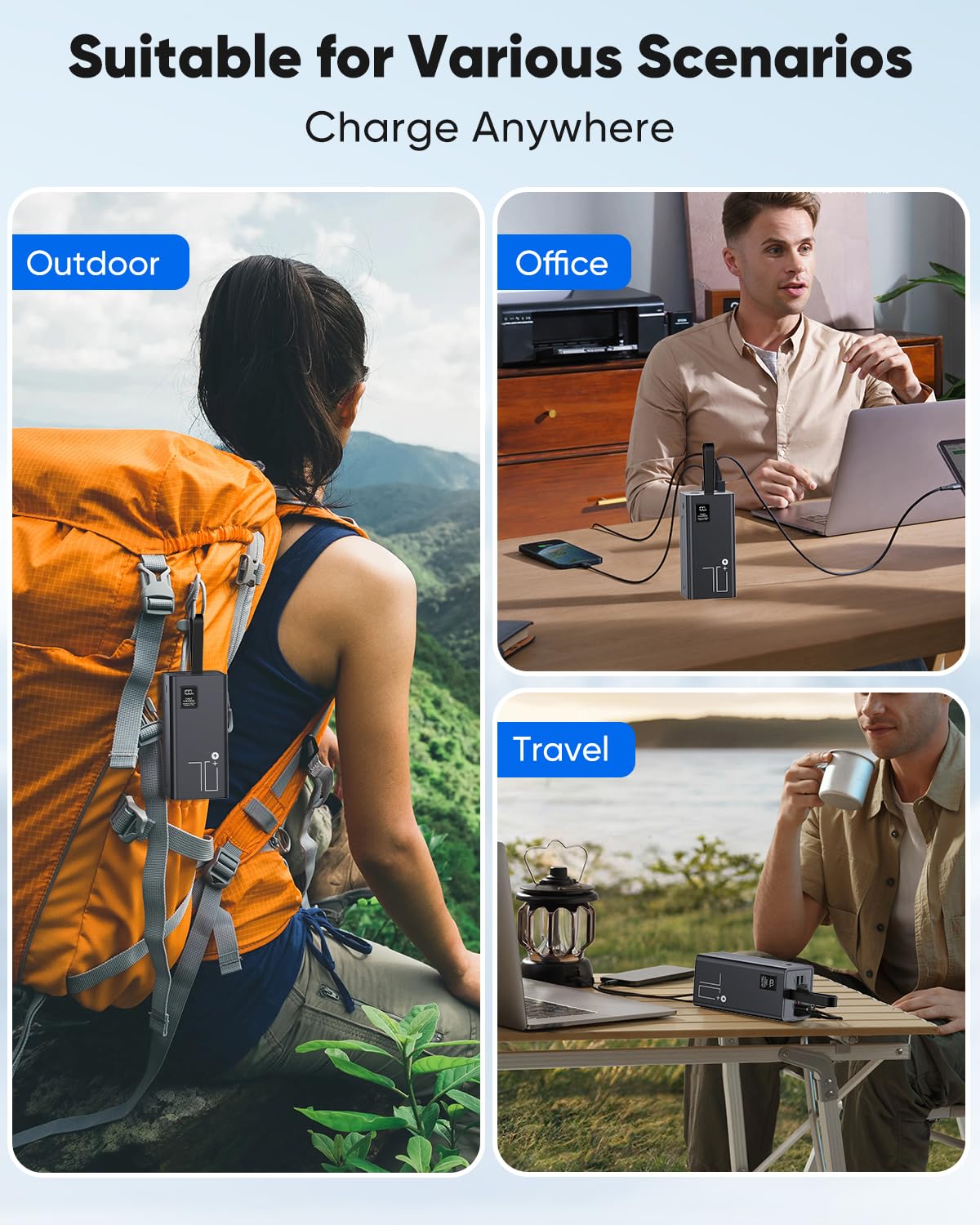 Liahomco Large Power Bank High Capacity Portable Charger,30W PD & QC 3.0 USB-C Fast Charging Battery Pack,5 Outputs 2 Inputs Powerbank with LED Display External Backup Battery Bank for Camping Travel