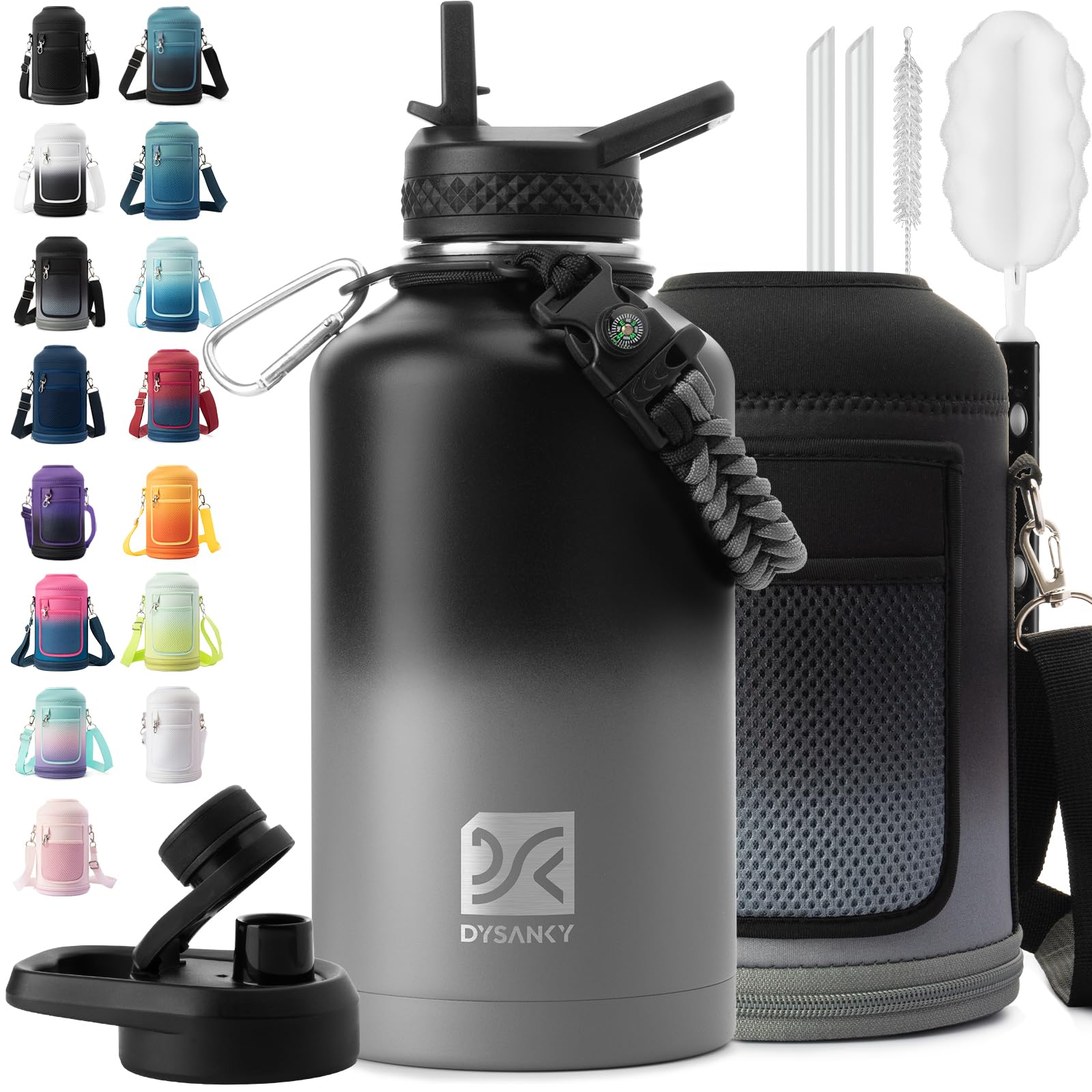 DYSANKY Insulated Water Bottle 32, 40, 64,87, 128 OZ - Multiple Insulation Vacuum Sealed - Portable Sports Metal Water Jug for Outdoor Adventure