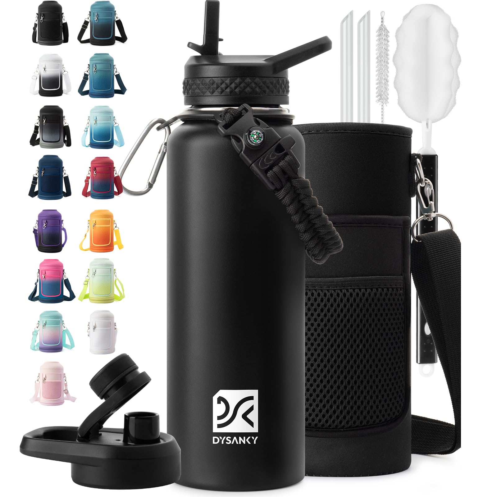 DYSANKY Insulated Water Bottle 32, 40, 64,87, 128 OZ - Multiple Insulation Vacuum Sealed - Portable Sports Metal Water Jug for Outdoor Adventure
