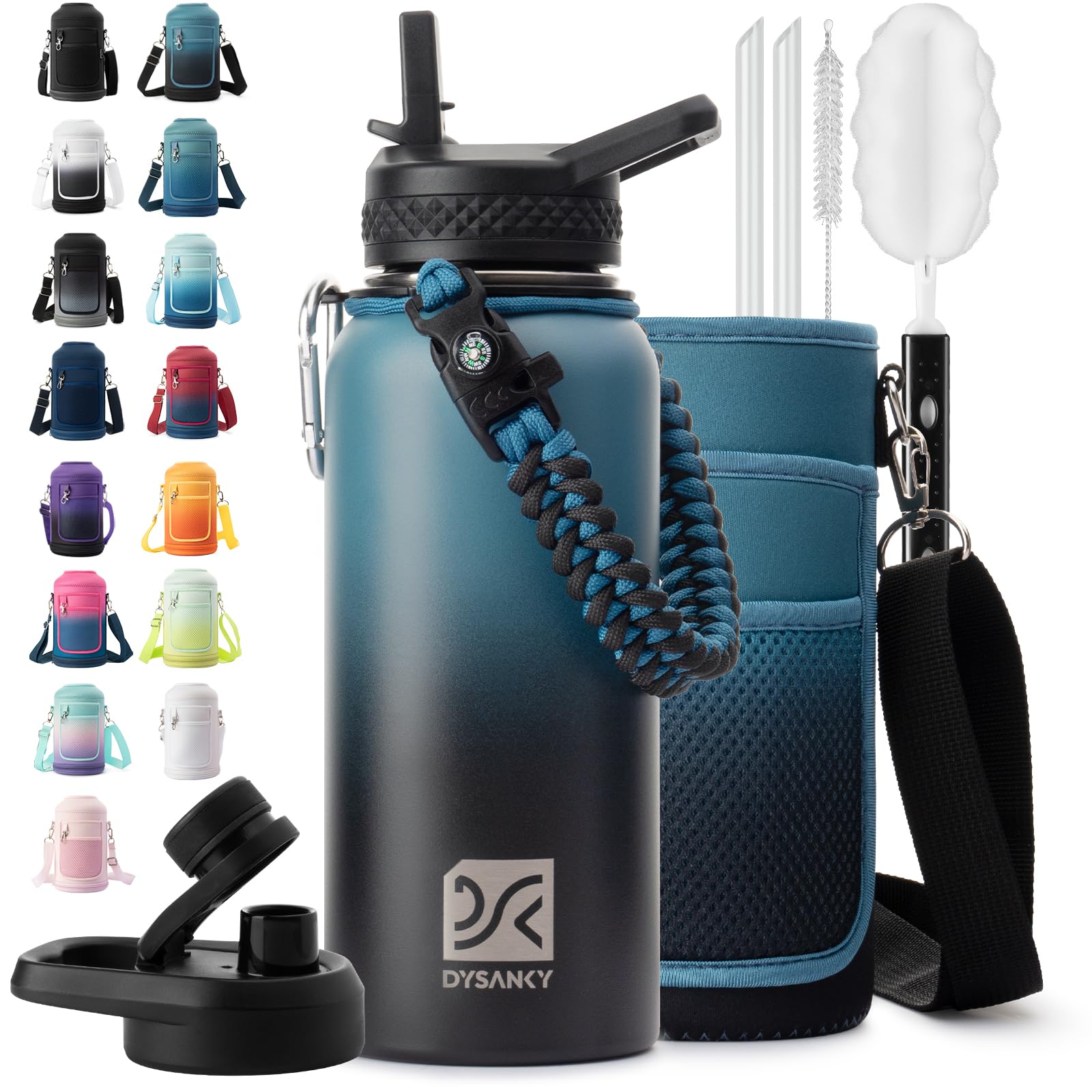 DYSANKY Insulated Water Bottle 32, 40, 64,87, 128 OZ - Multiple Insulation Vacuum Sealed - Portable Sports Metal Water Jug for Outdoor Adventure