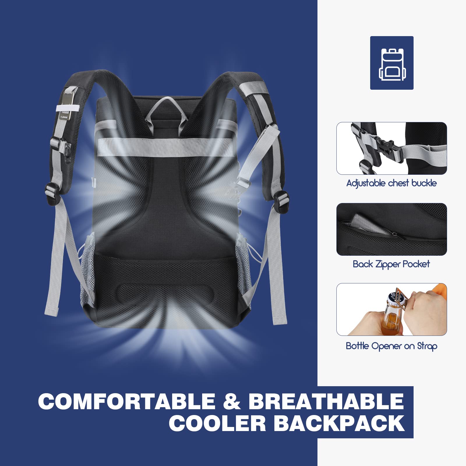 Maelstrom 35/50Can Insulated Cooler Backpack, Leakproof Soft Lunch Ice Bag