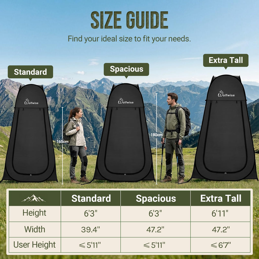Wolfwise Pop Up Shower Tent for Camping Essentials, Portable Instant Changing Tent with Ventilation Window & Carry Bag, Privacy Dressing Room Bathroom Toilet for Beach, Outdoor