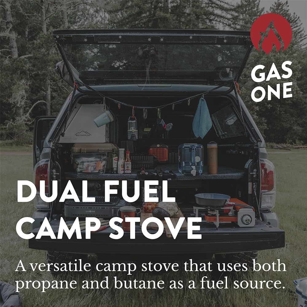 Gas One Propane or Butane Stove Dual Fuel Stove Portable Camping Stove - Patented - with Carrying Case Great for Emergency Preparedness Kit