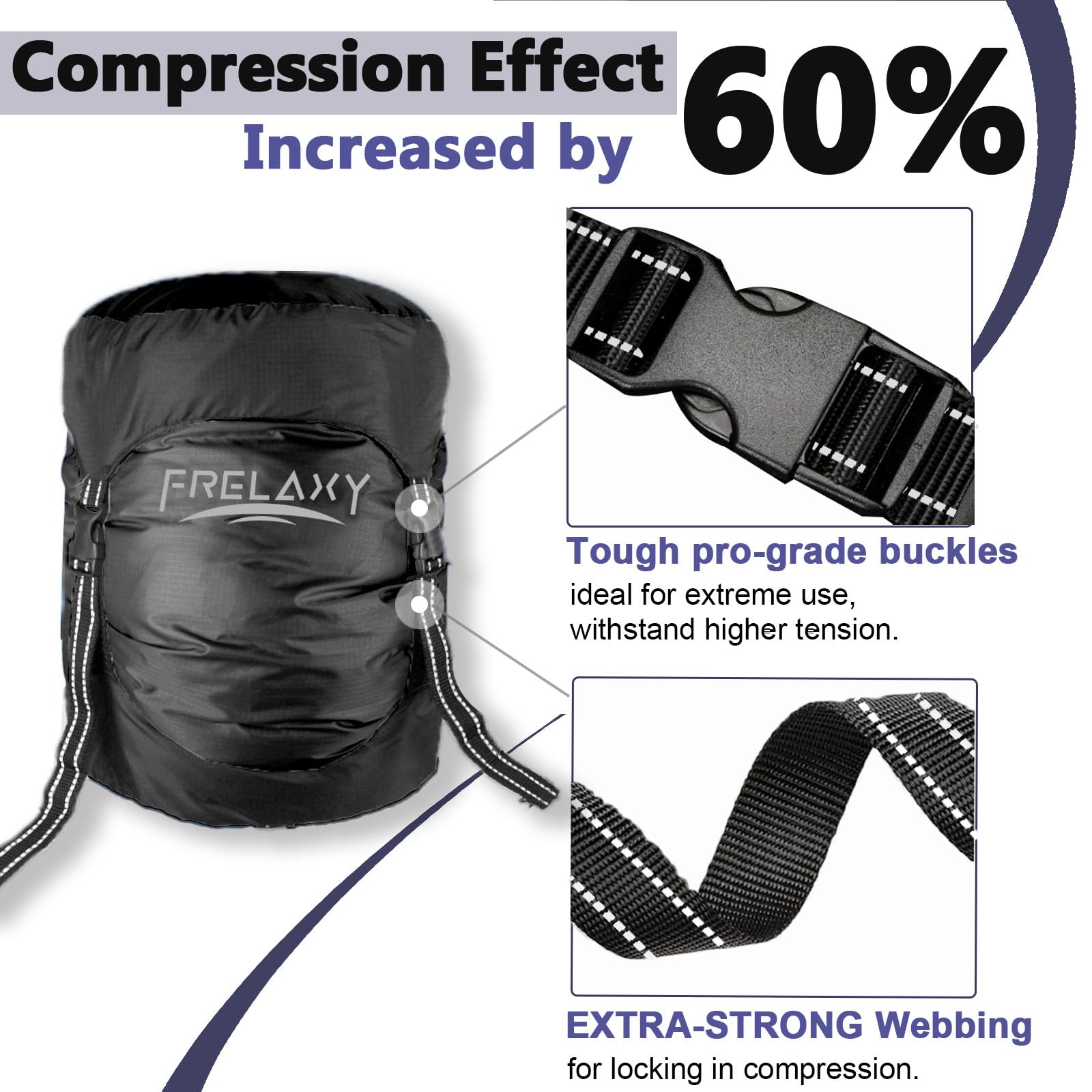 Frelaxy Compression Sack, 40% More Space! Sleeping Bag Stuff Sack