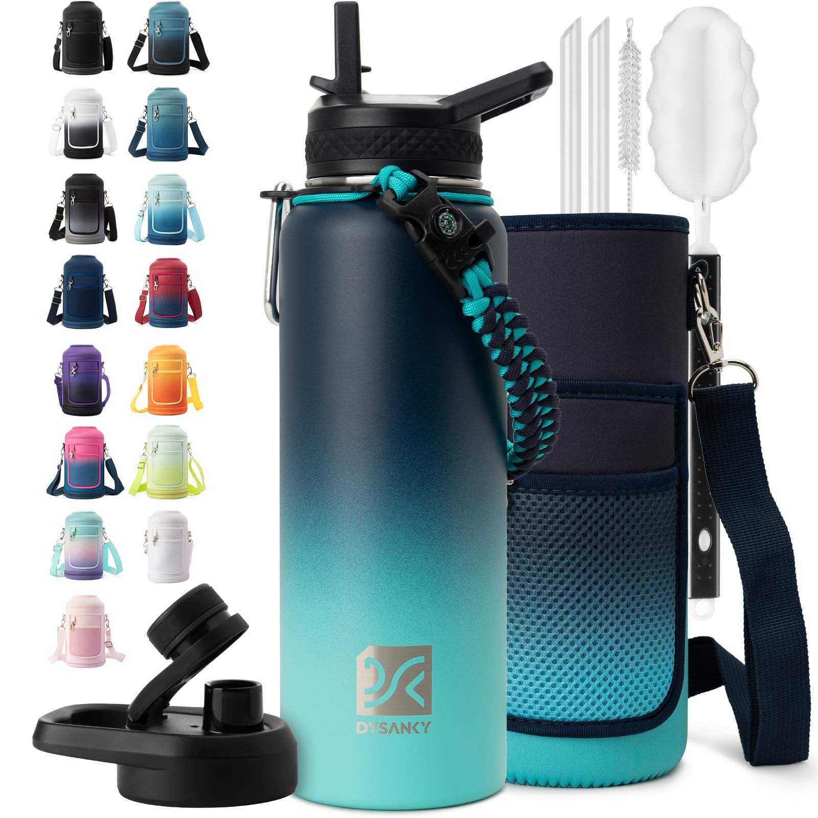 DYSANKY Insulated Water Bottle 32, 40, 64,87, 128 OZ - Multiple Insulation Vacuum Sealed - Portable Sports Metal Water Jug for Outdoor Adventure