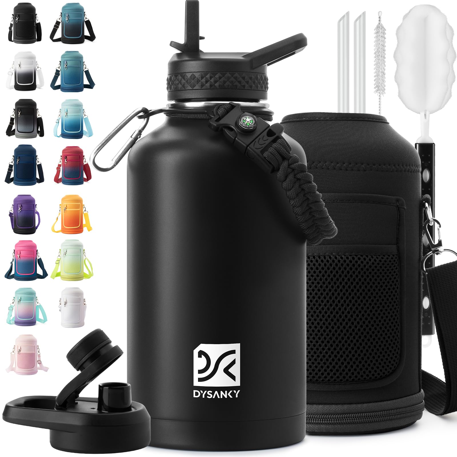 DYSANKY Insulated Water Bottle 32, 40, 64,87, 128 OZ - Multiple Insulation Vacuum Sealed - Portable Sports Metal Water Jug for Outdoor Adventure