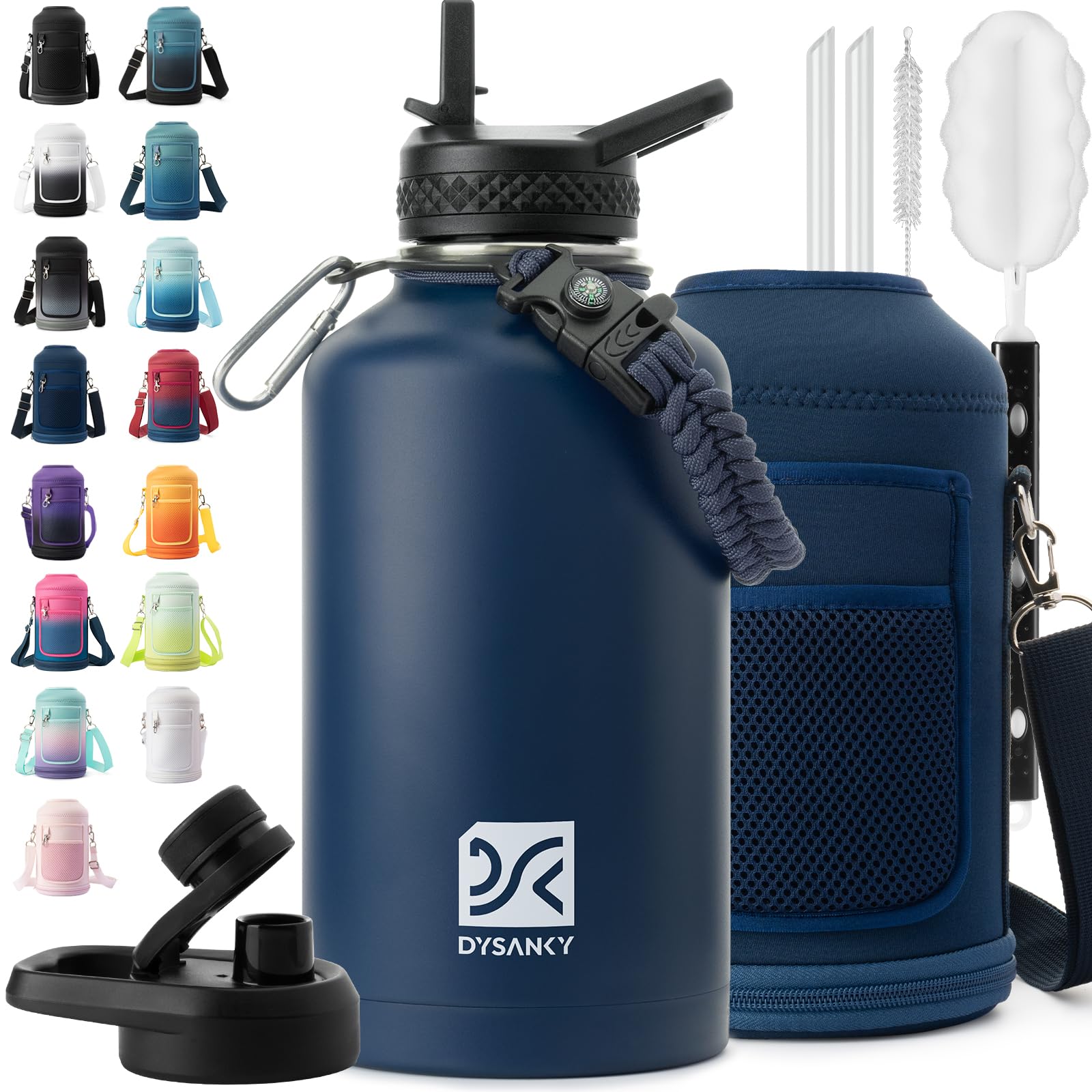DYSANKY Insulated Water Bottle 32, 40, 64,87, 128 OZ - Multiple Insulation Vacuum Sealed - Portable Sports Metal Water Jug for Outdoor Adventure