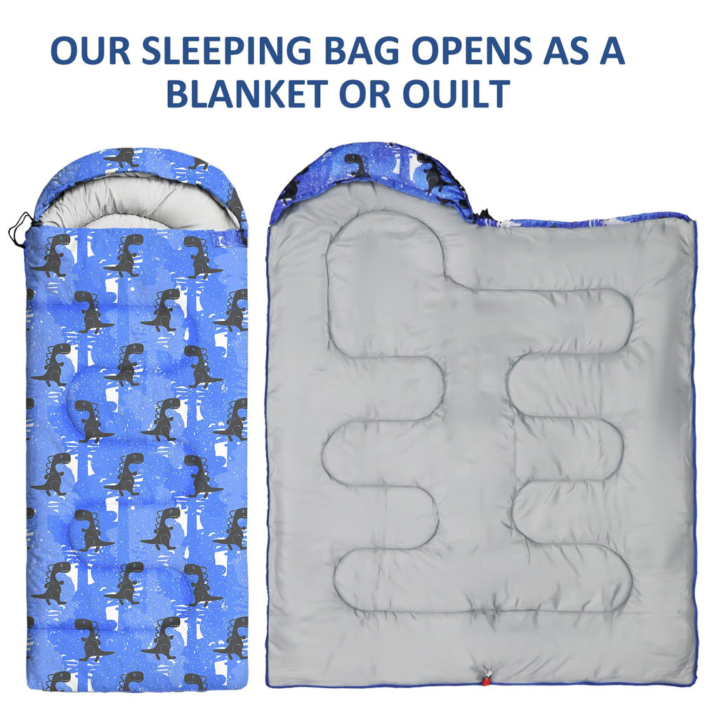 Kids Sleeping Bags - Camping Sleeping Bags with Carry Bag - Compact Sleeping Bag for Hiking, Backpacking 3 Season Warm & Cool Weather, Lightweight Waterproof Outdoor Travel for Boys Girls