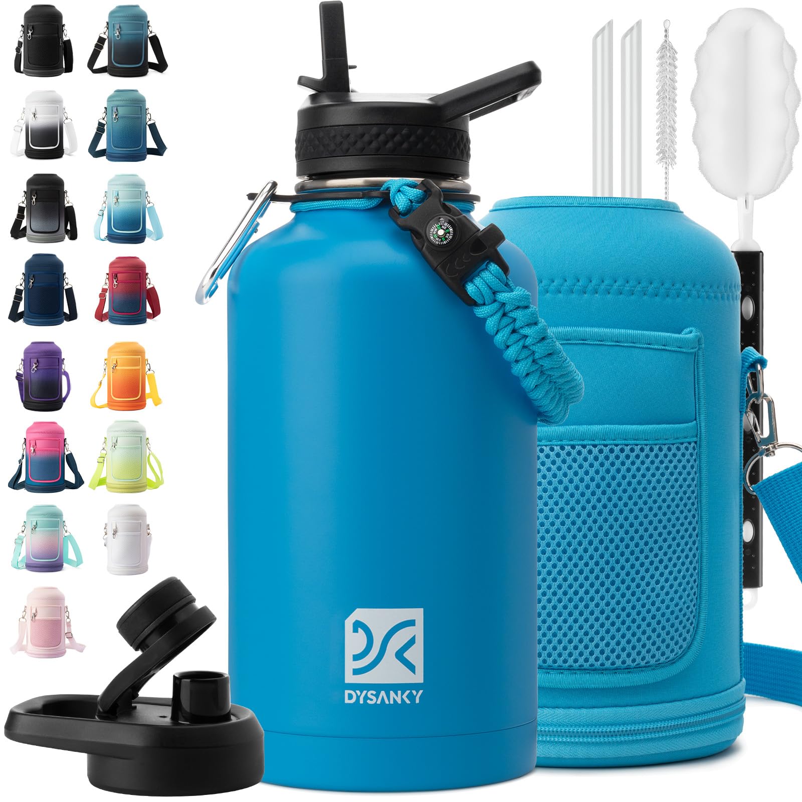 DYSANKY Insulated Water Bottle 32, 40, 64,87, 128 OZ - Multiple Insulation Vacuum Sealed - Portable Sports Metal Water Jug for Outdoor Adventure