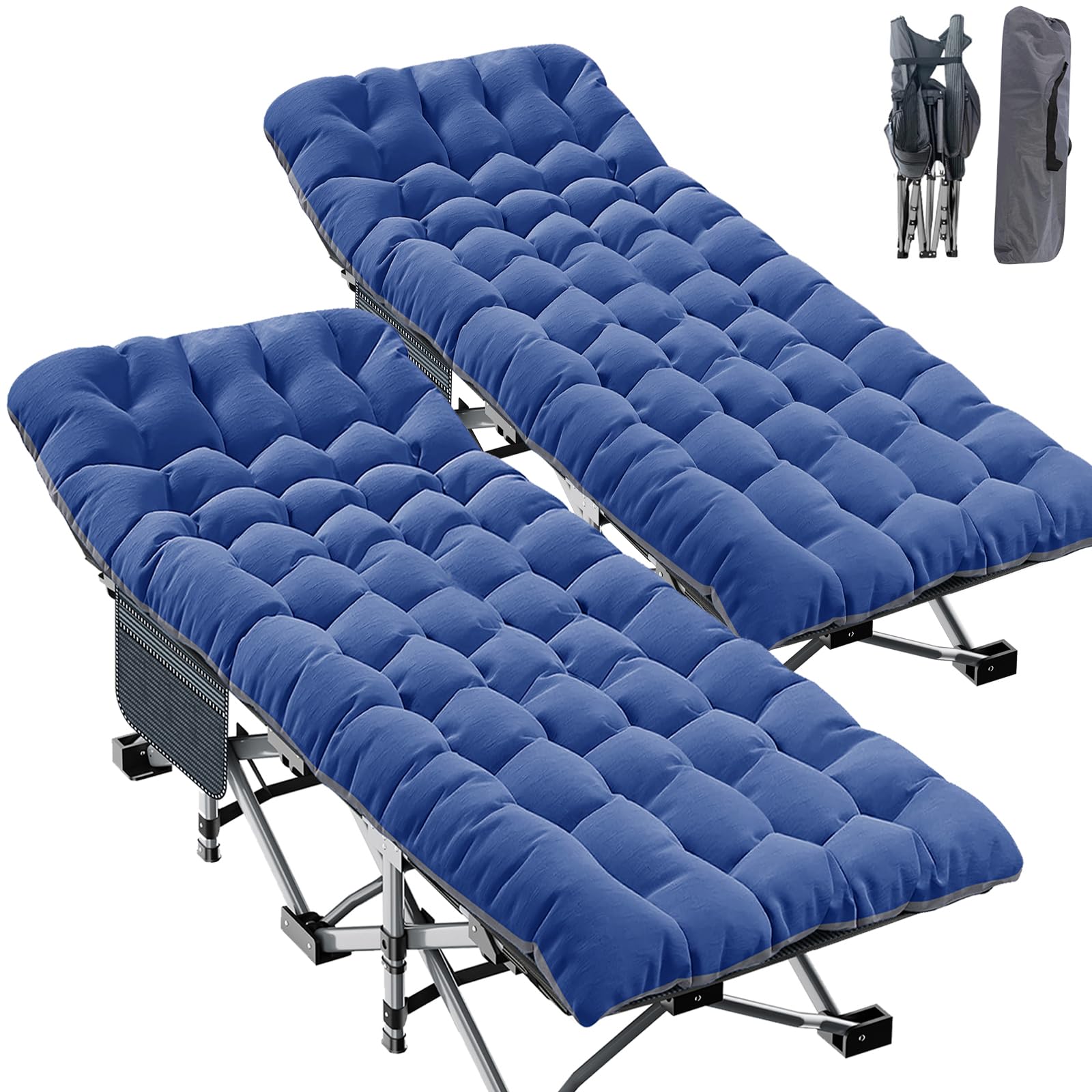 Heavy-Duty Folding Camping Cot with Mat for Adults